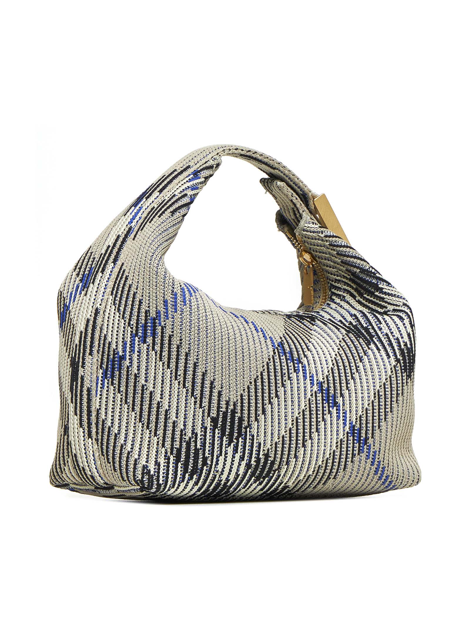 Burberry Mini Peg Check Knitted Bag In Neutrals