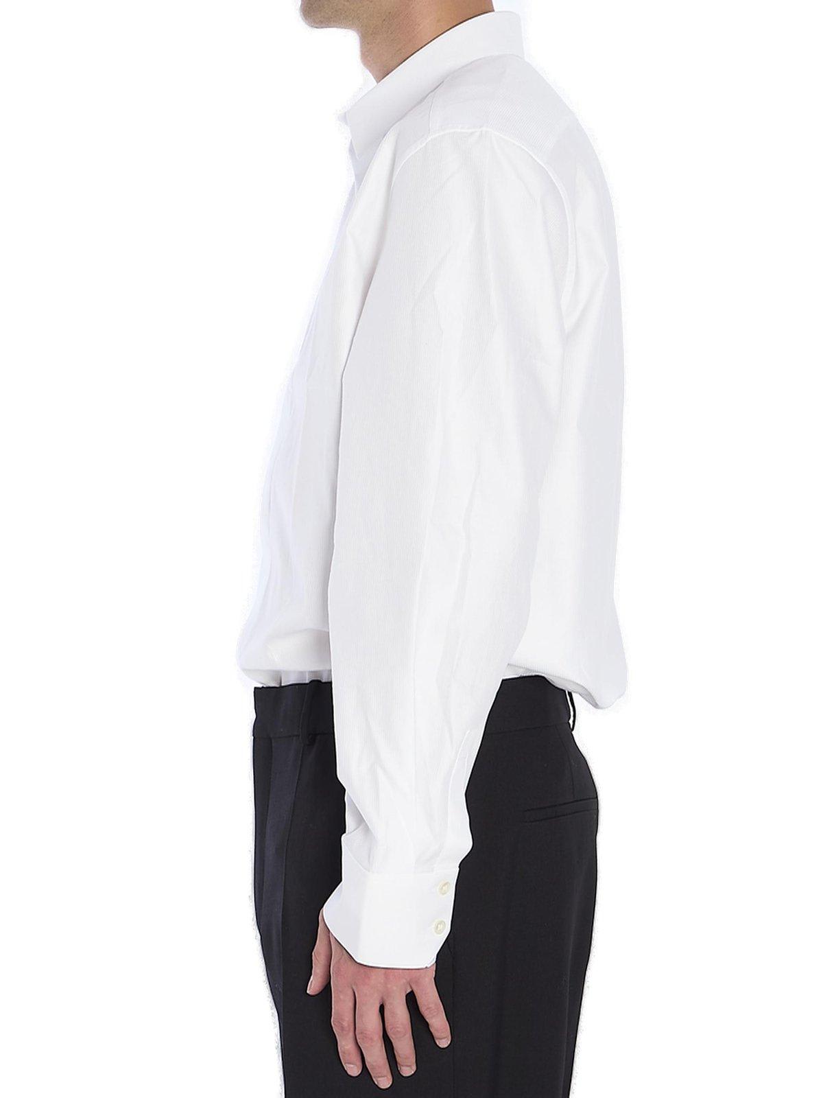 Saint Laurent White Pointed Collar Long Sleeve Shirt In Cotton Man In Bianco