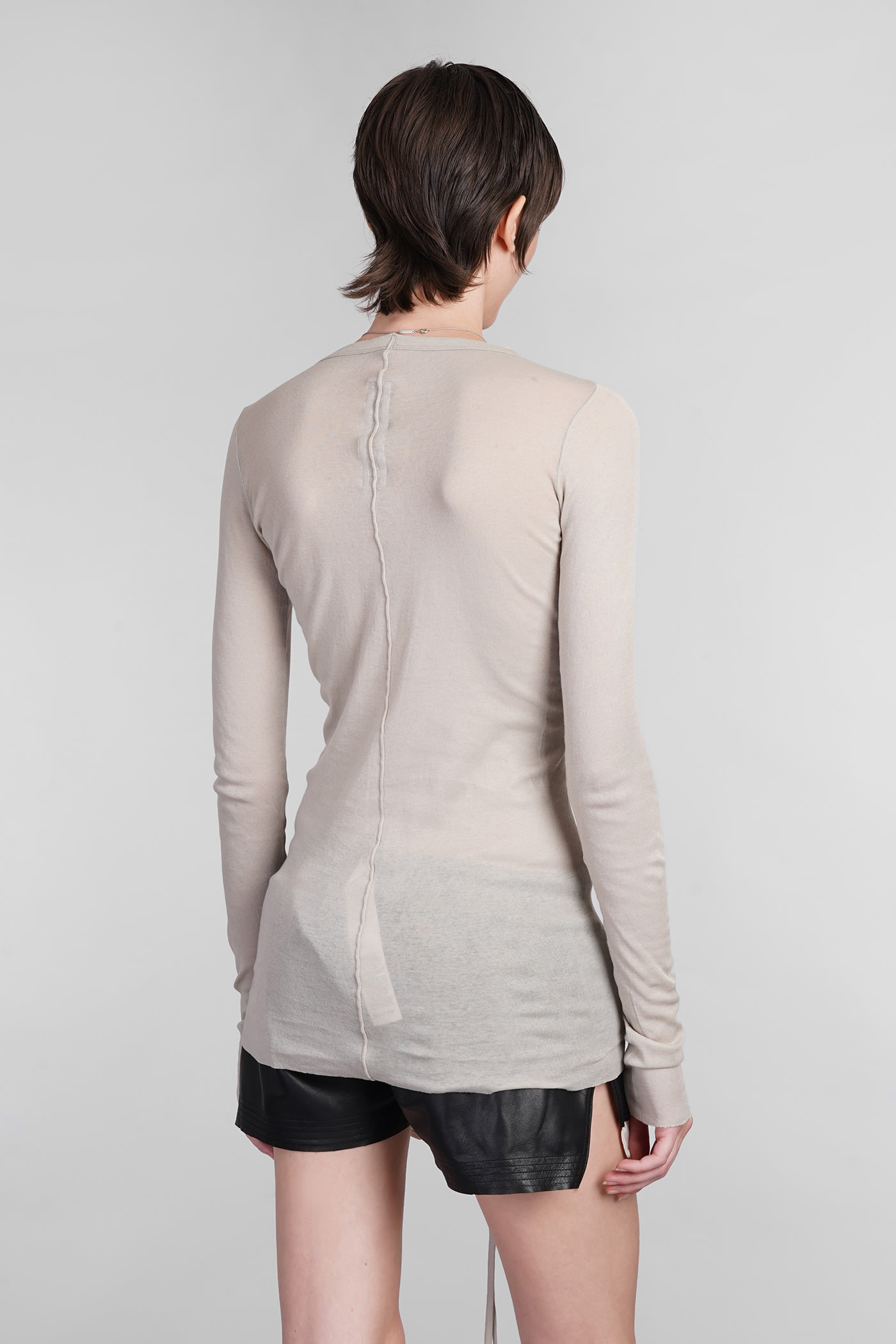 Shop Rick Owens Rib Ls T Topwear In Grey Cotton