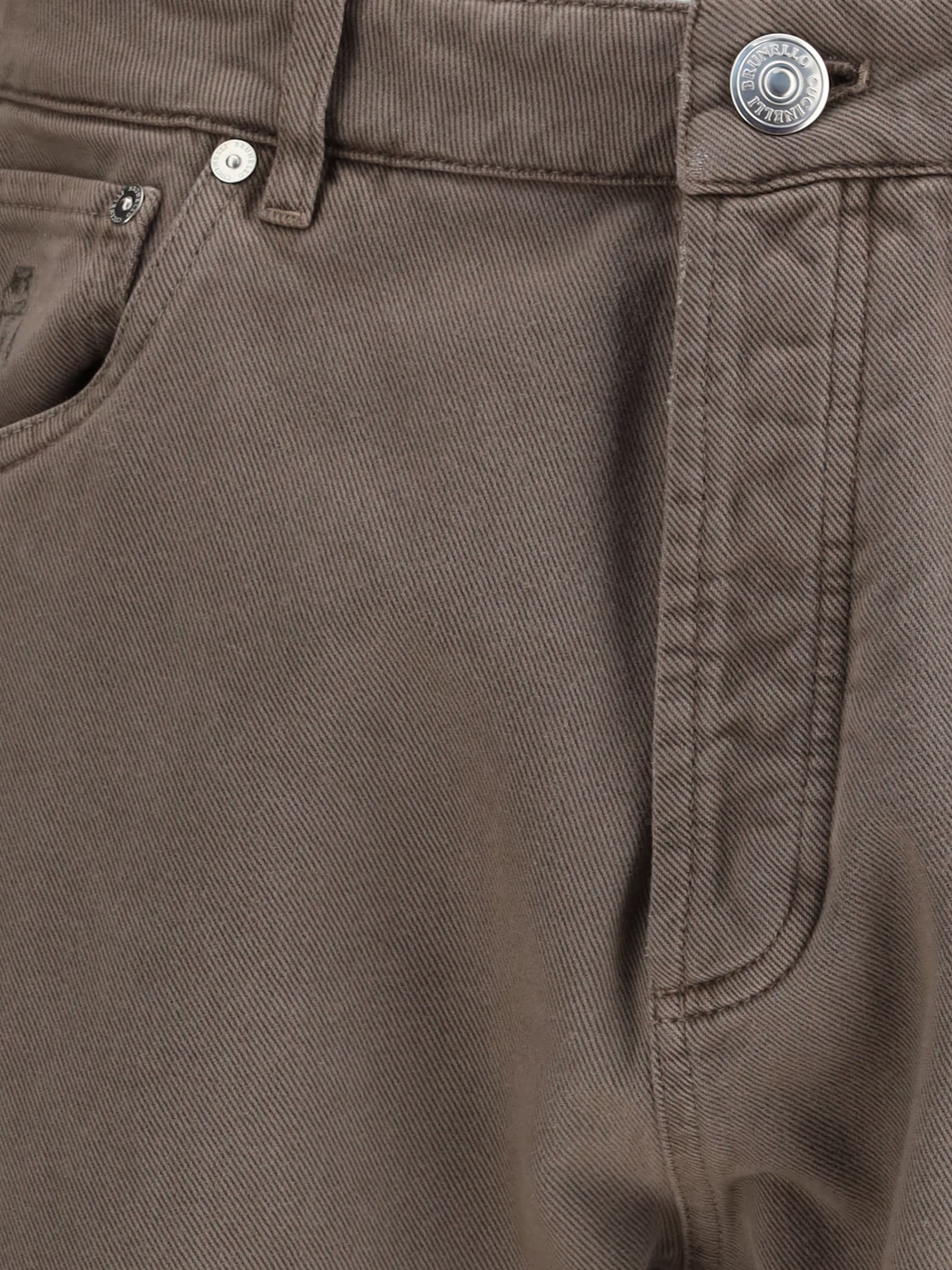 Brunello Cucinelli Dyed Denim Pants In Brown
