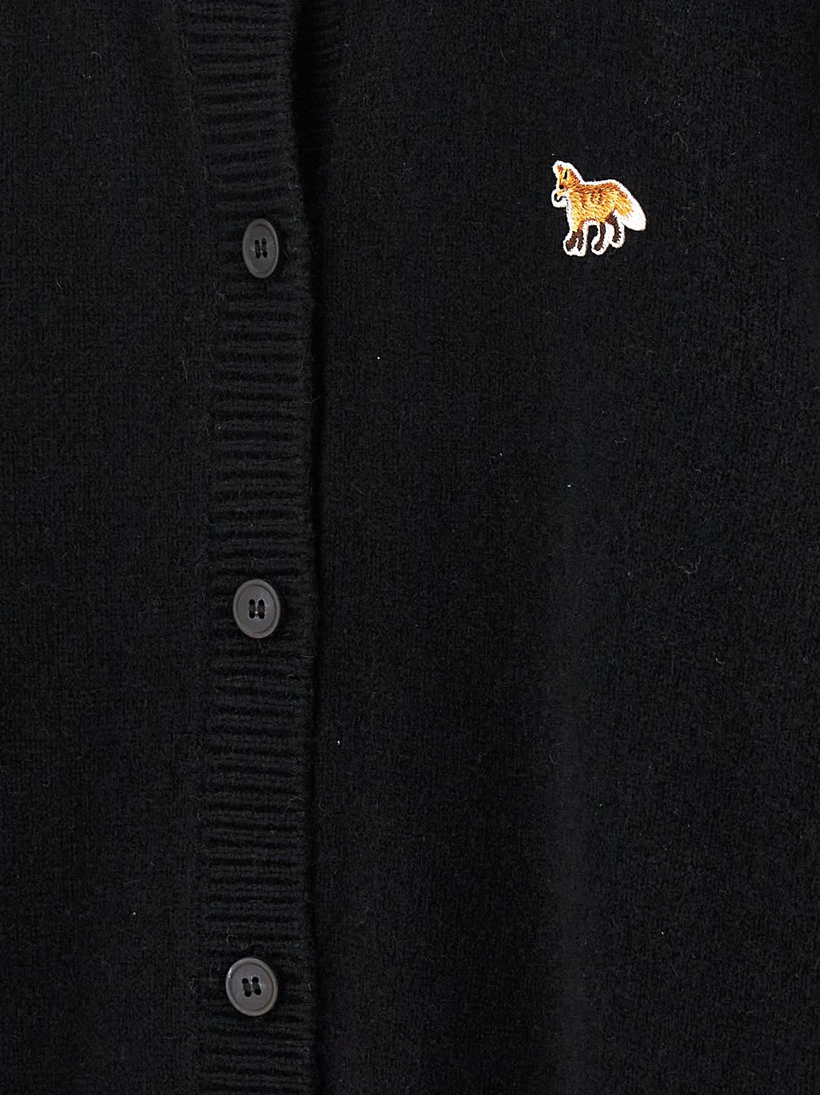 Shop Maison Kitsuné Baby Fox Cardigan In Black