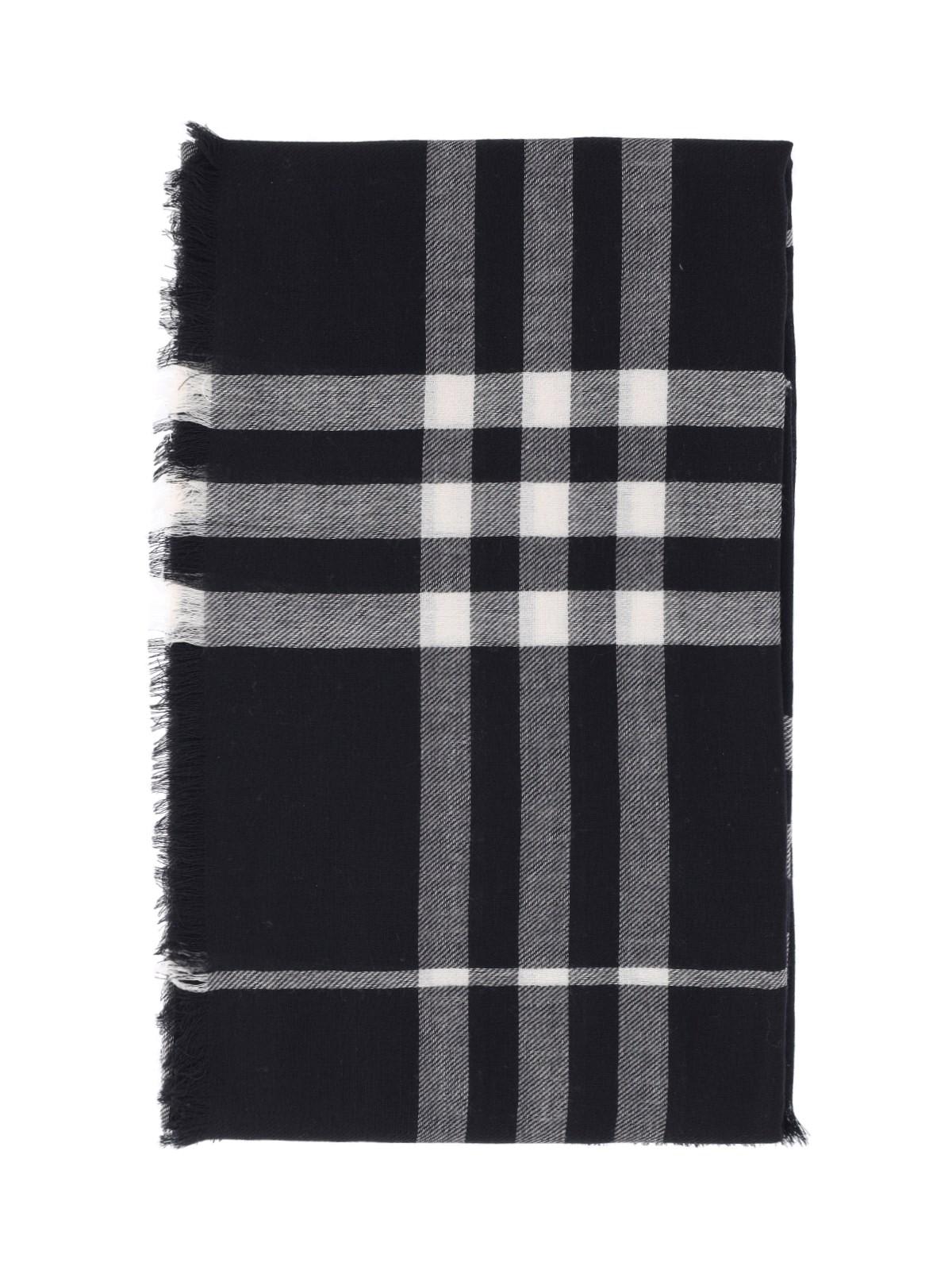 Shop Burberry Wool Scarf In Black