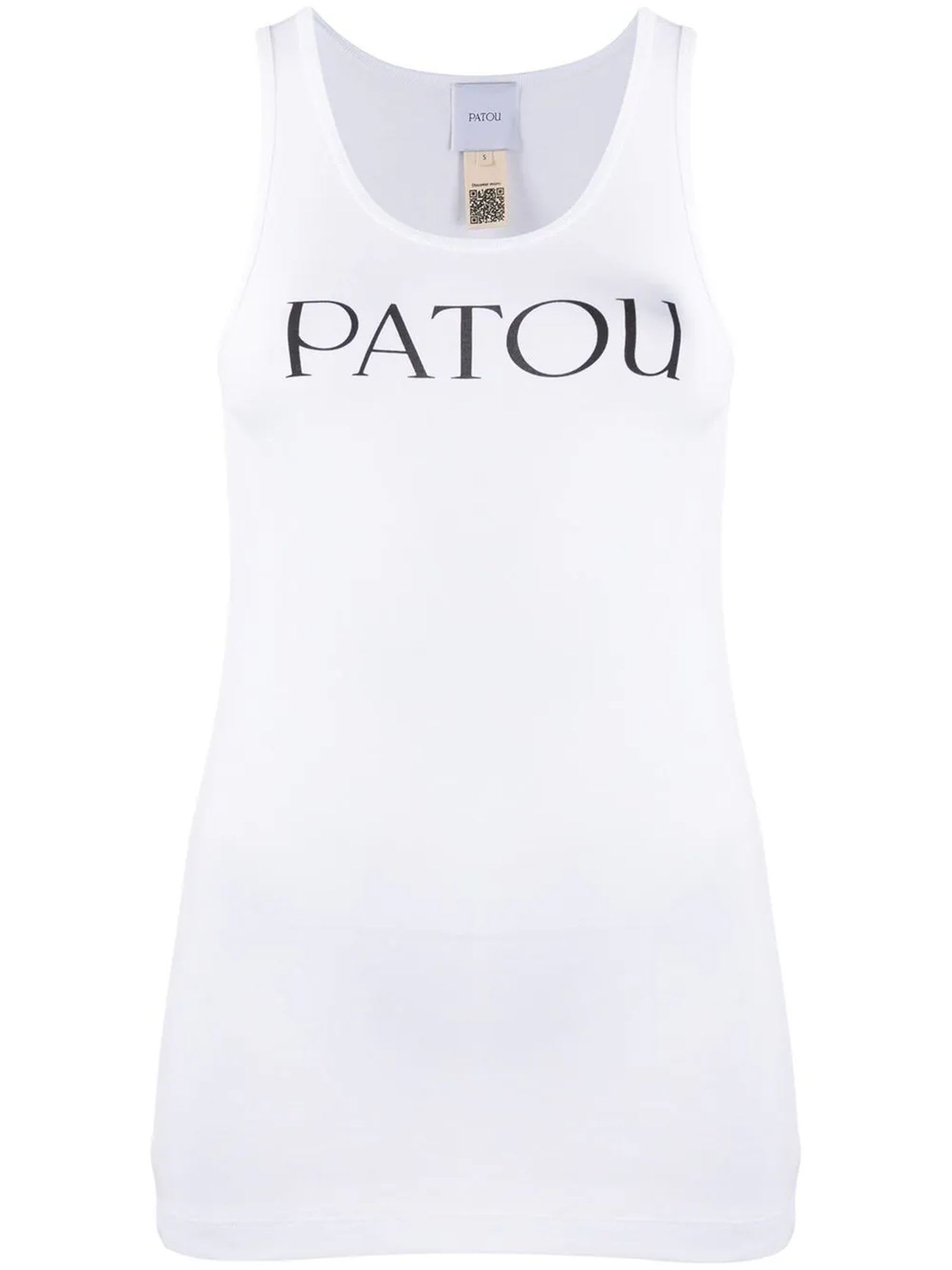 Shop Patou White Cotton Logo Print Tank Top