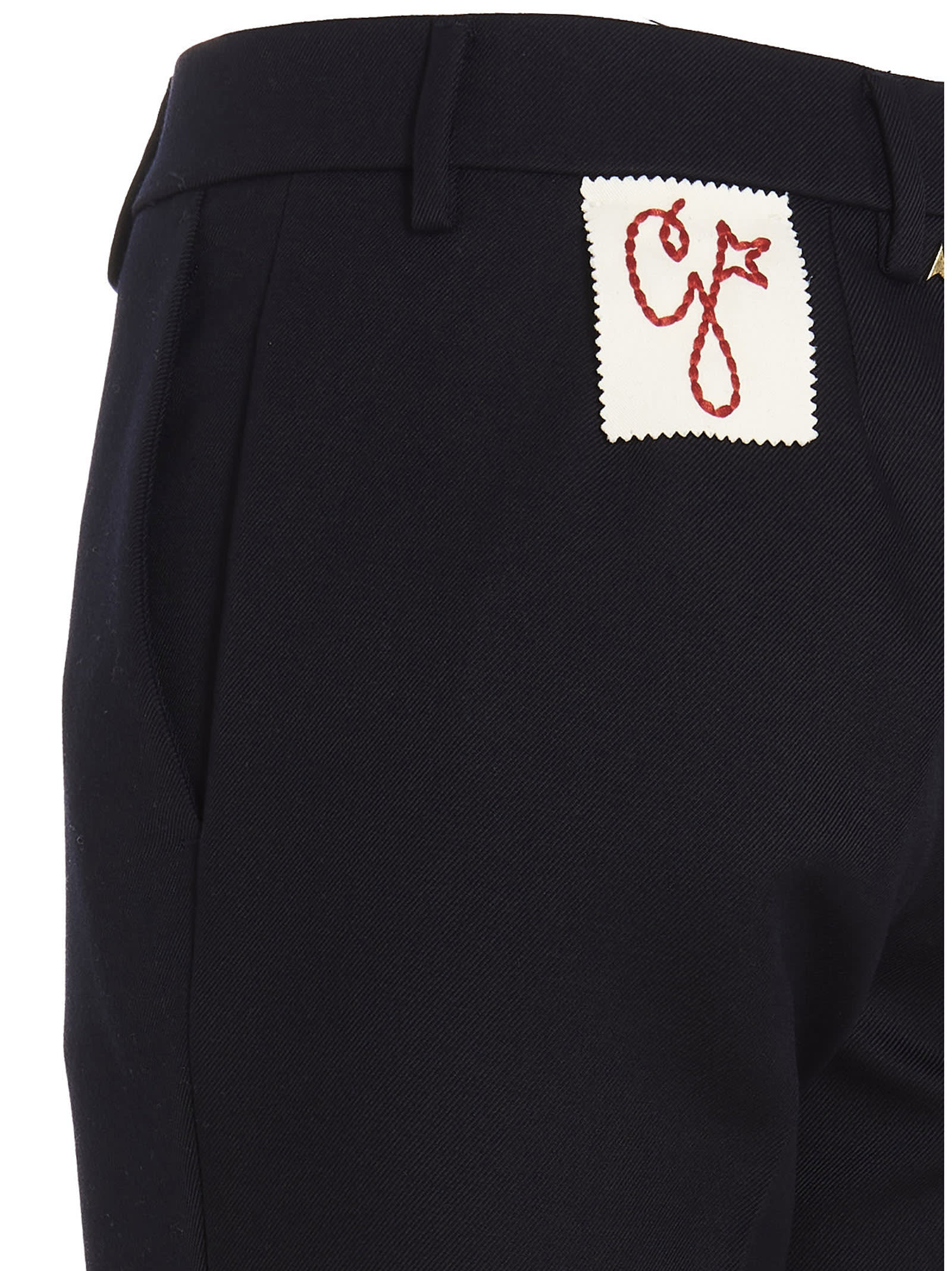 Shop Golden Goose Logo Trousers In Dark Blue