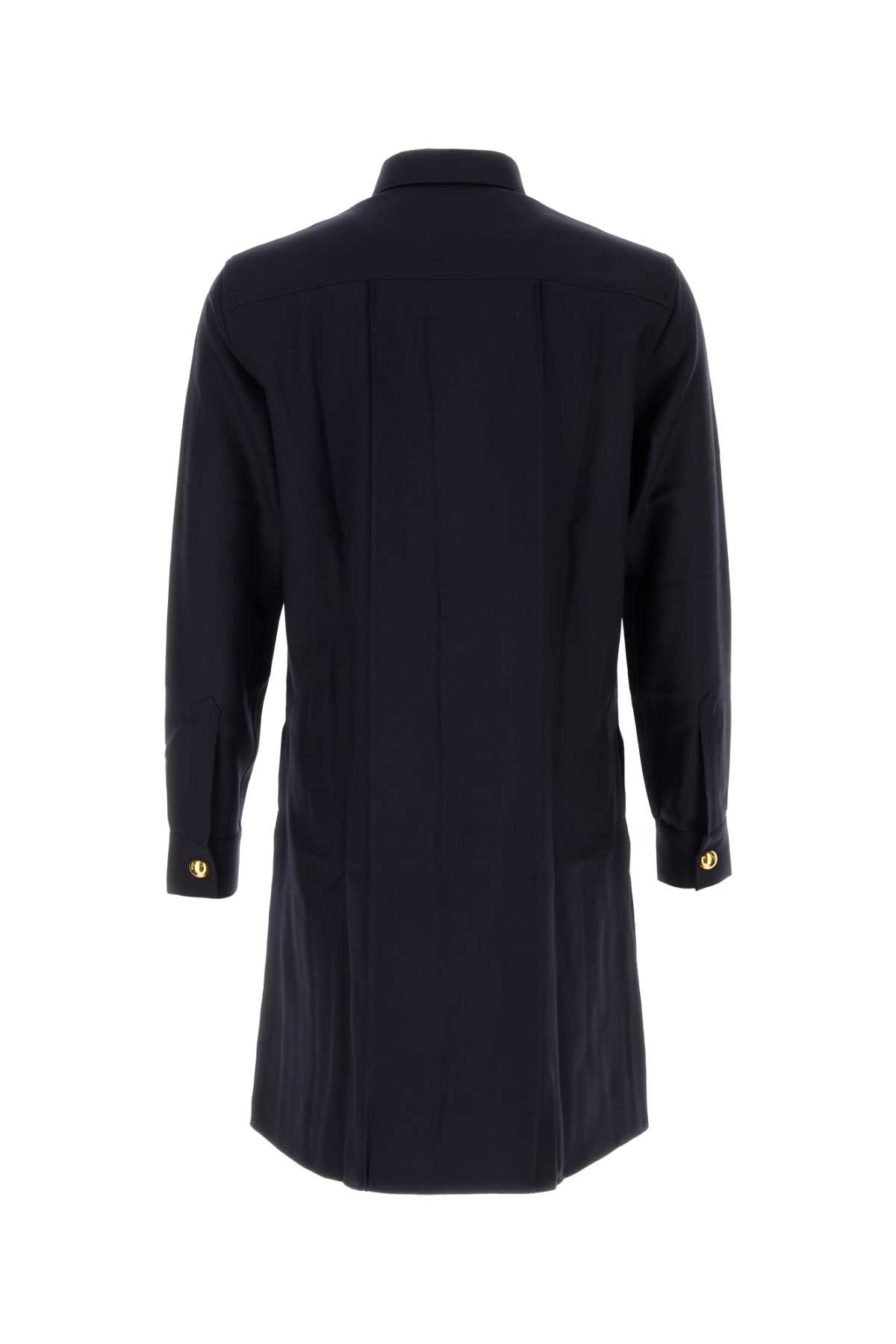 Shop Ami Alexandre Mattiussi Midnight Blue Wool Shirt In Navyblue