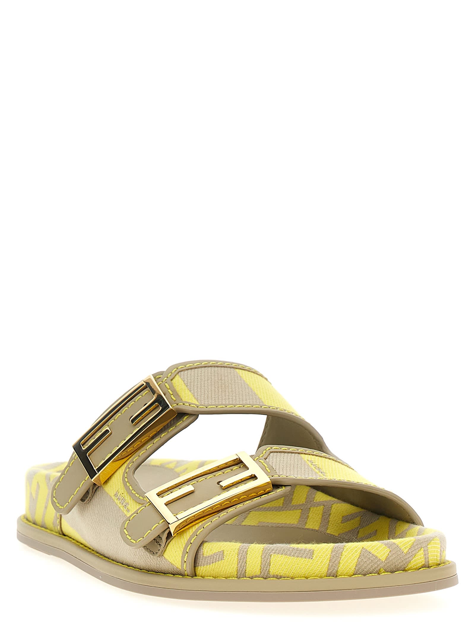 Shop Fendi Feel Sandals In Beige