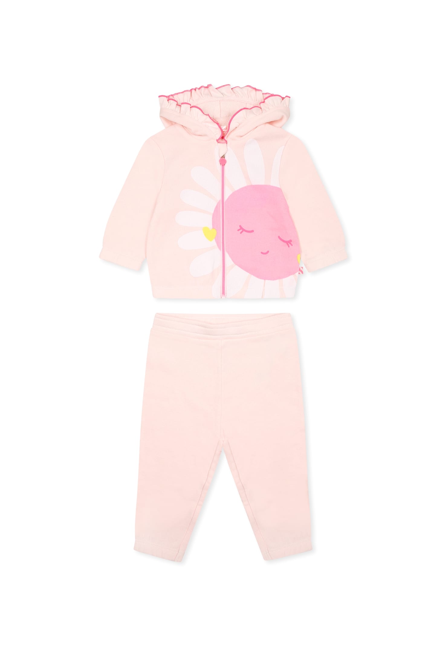 Billieblush Pink Suit For Baby Girl With Flower In Pink