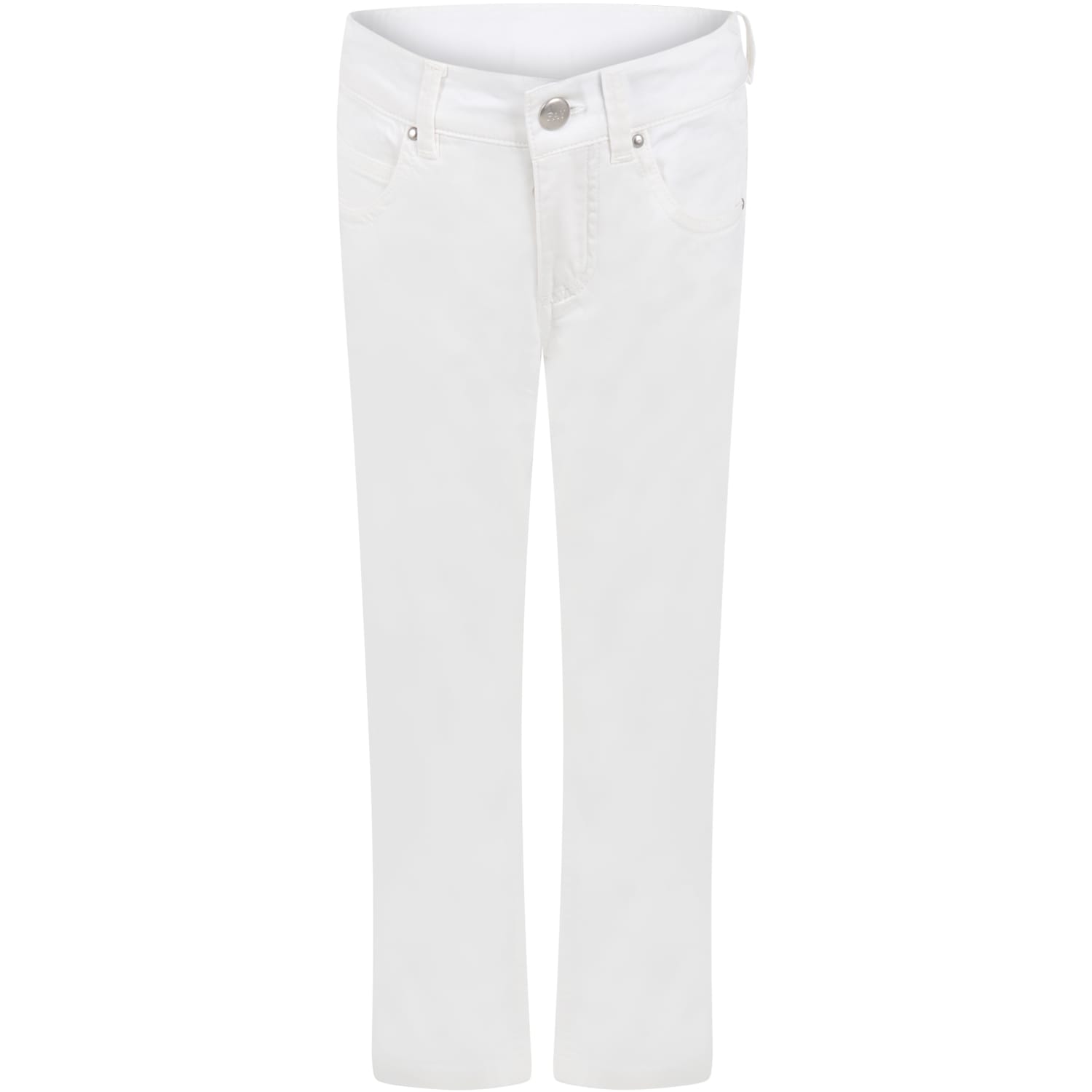 Fay White Trousers For Boy With Patch Logo