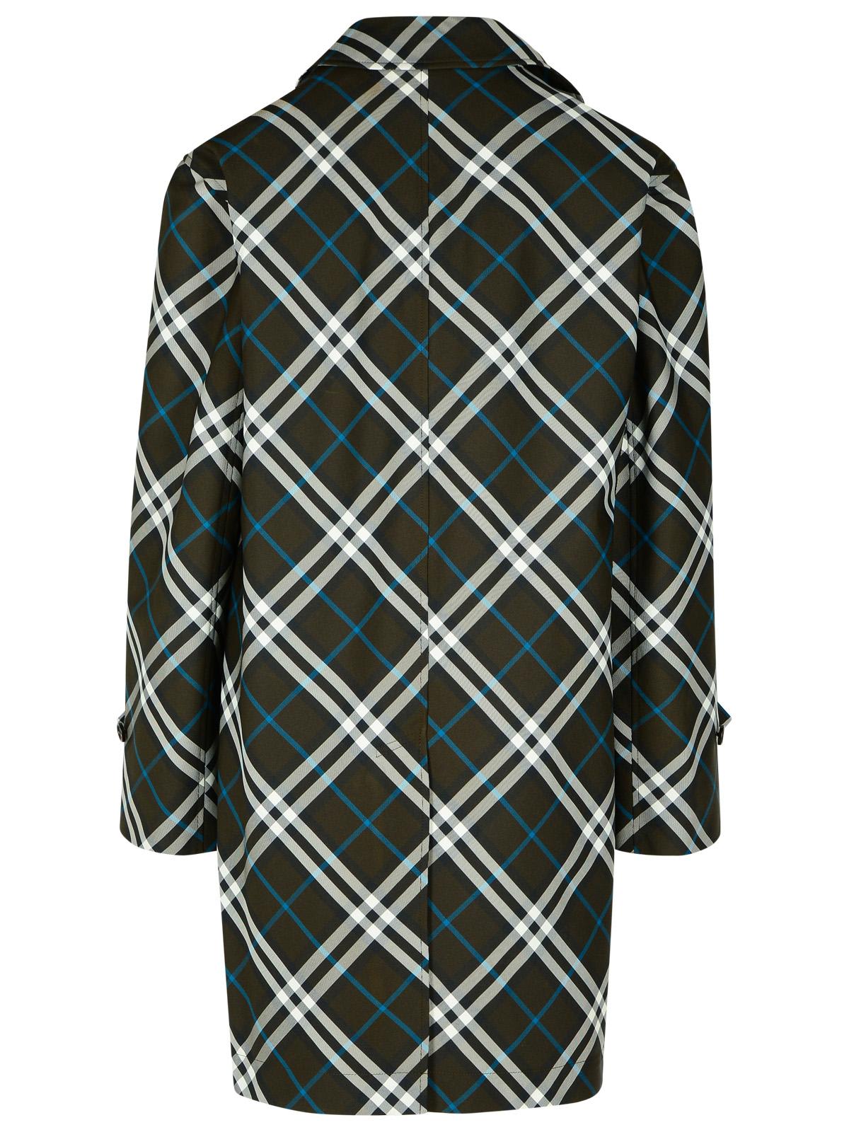 Shop Burberry Check Green Polyester Trench Coat