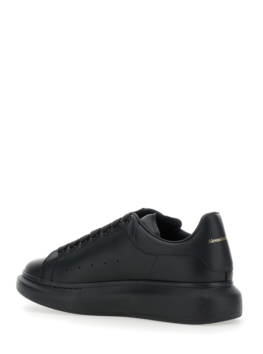 Alexander Mcqueen Men Black Oversize Sneakers With Logo Lettering On The Heel In Leather Man