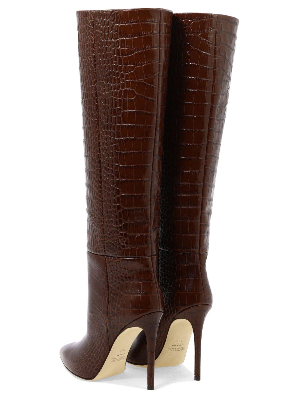 Shop Paris Texas Pointed Toe Knee High Boots In Cioccolato