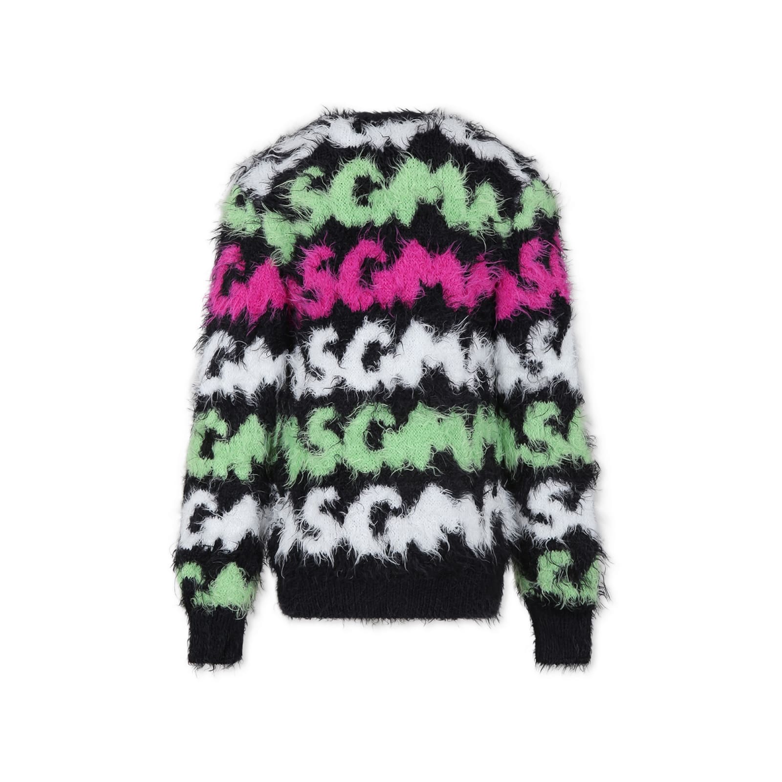 Msgm Brushed-effect Intarsia-knit Cardigan In Multicolor