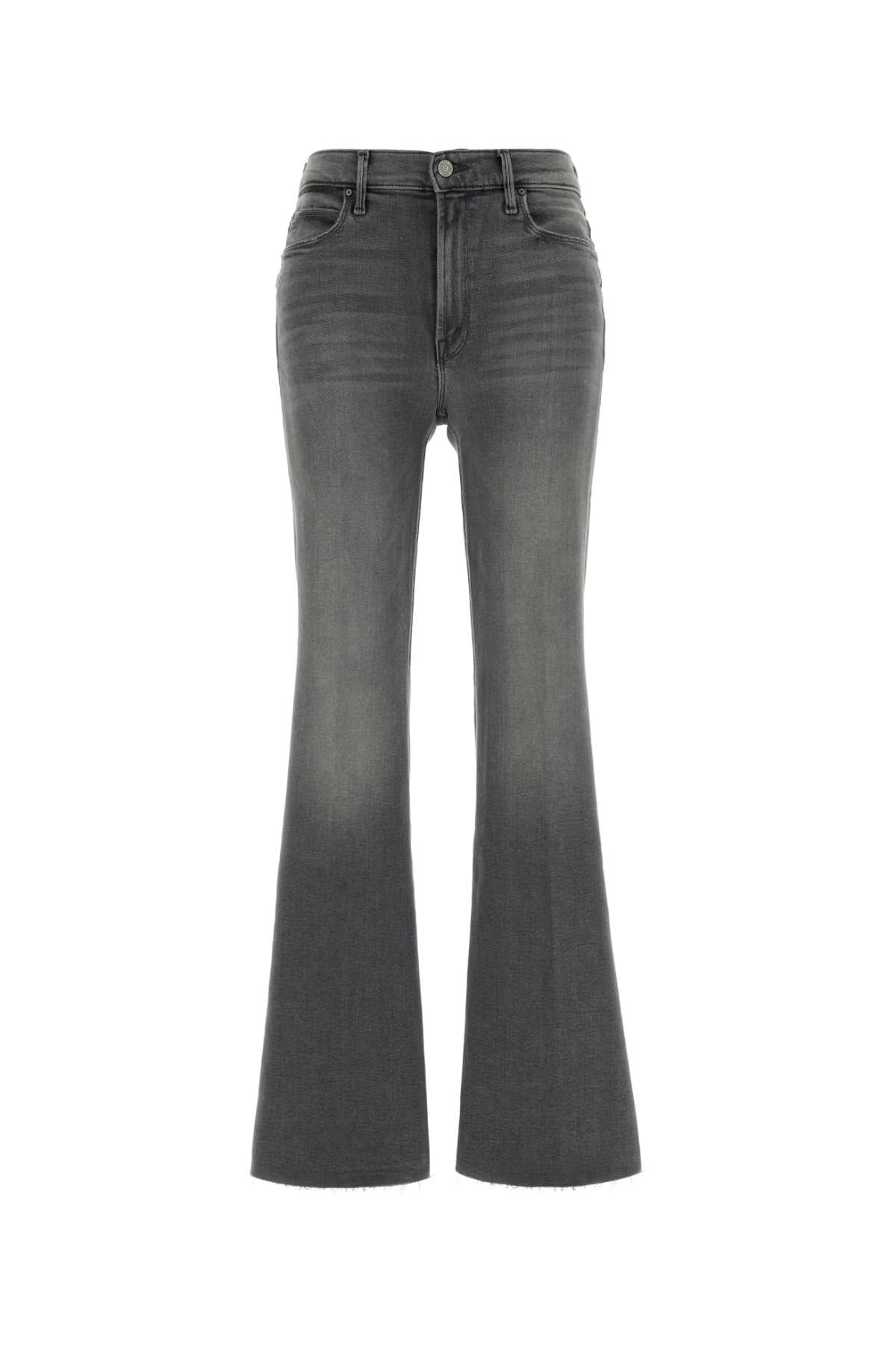Mother Grey Stretch Denim The Doozy Sneak Fray Jeans In Gray