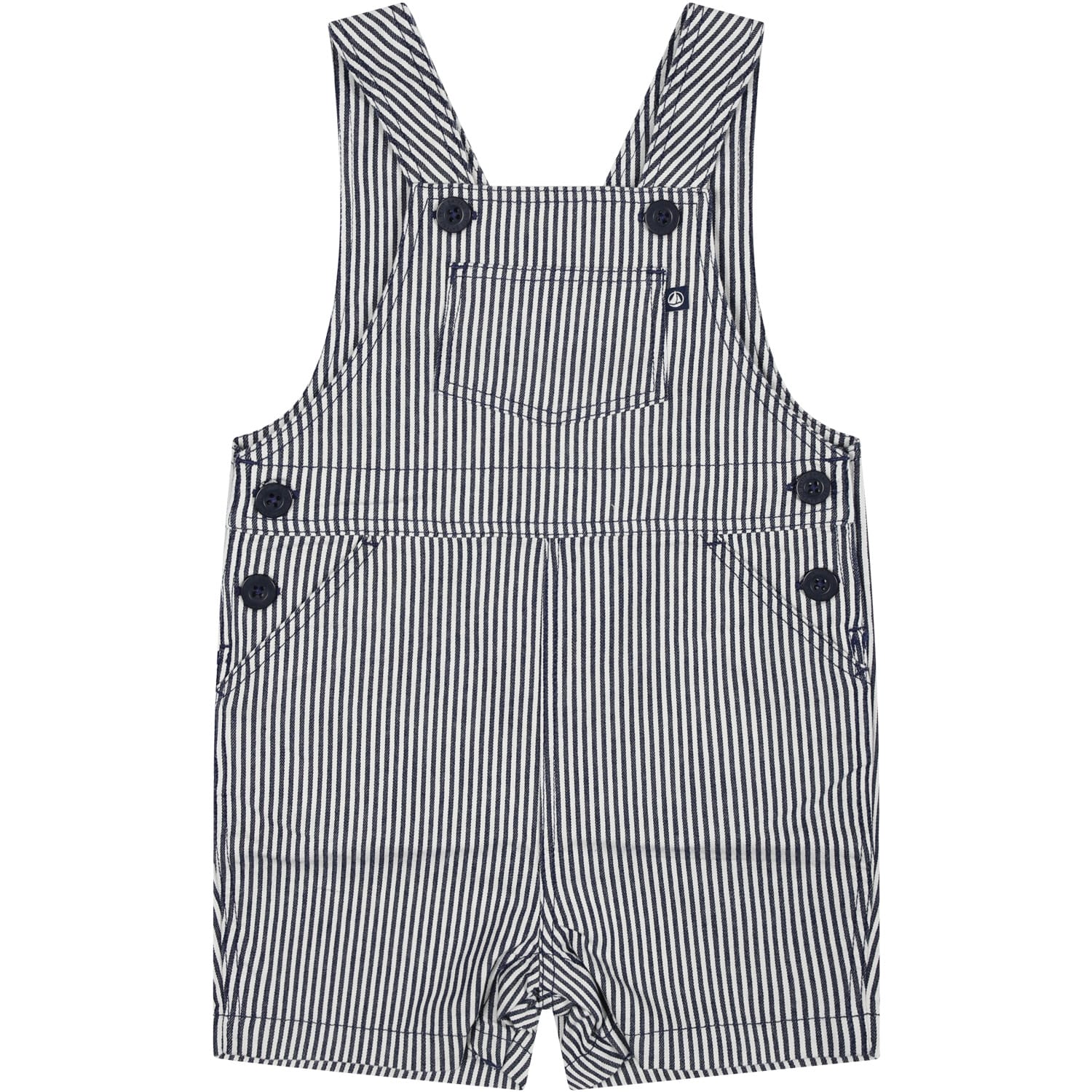 Petit Bateau Blue Dungarees For Baby Boy With Stripes In Blue