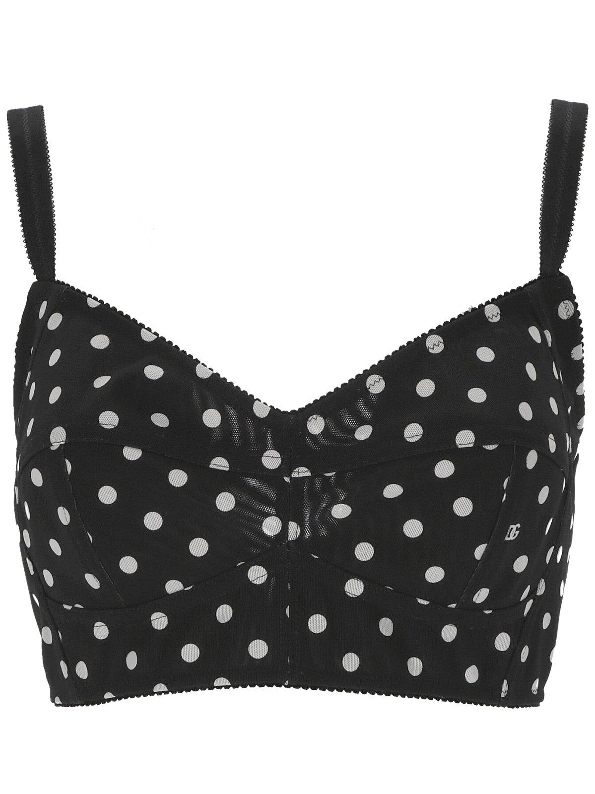 Shop Dolce & Gabbana Polka-dot Marquisette Corset Top In Black