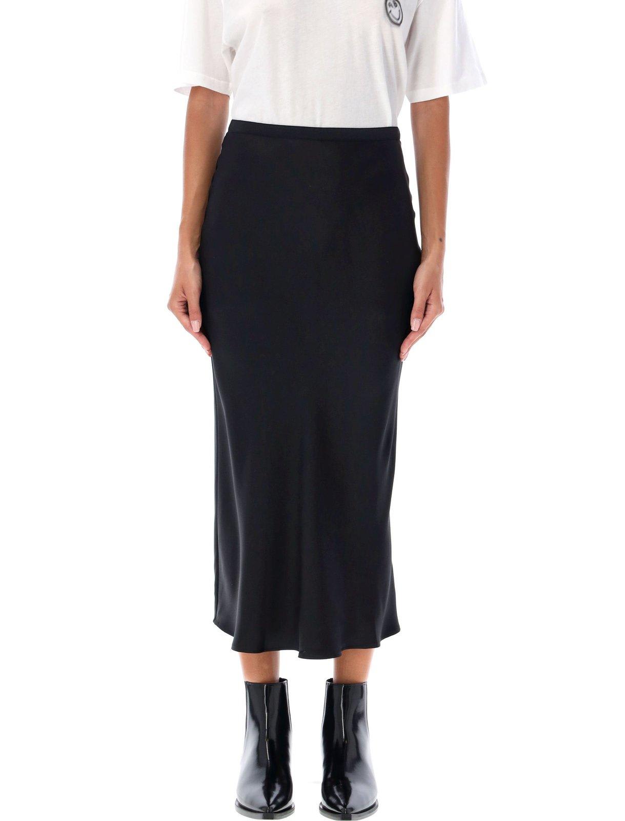 Anine Bing Iron-coloured Silk Skirt Bar In Black