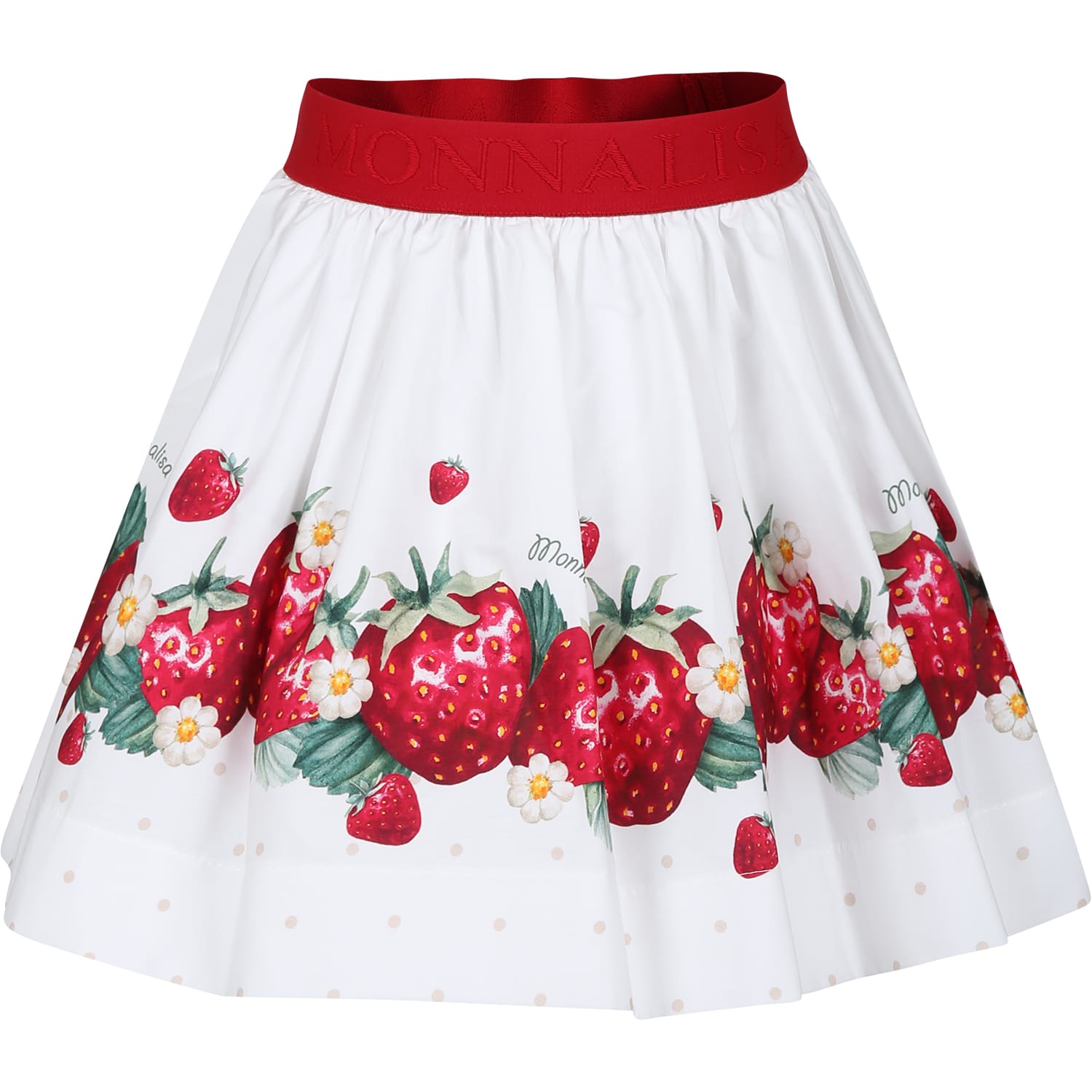 Shop Monnalisa White Skirt For Girl With Strawberry Print
