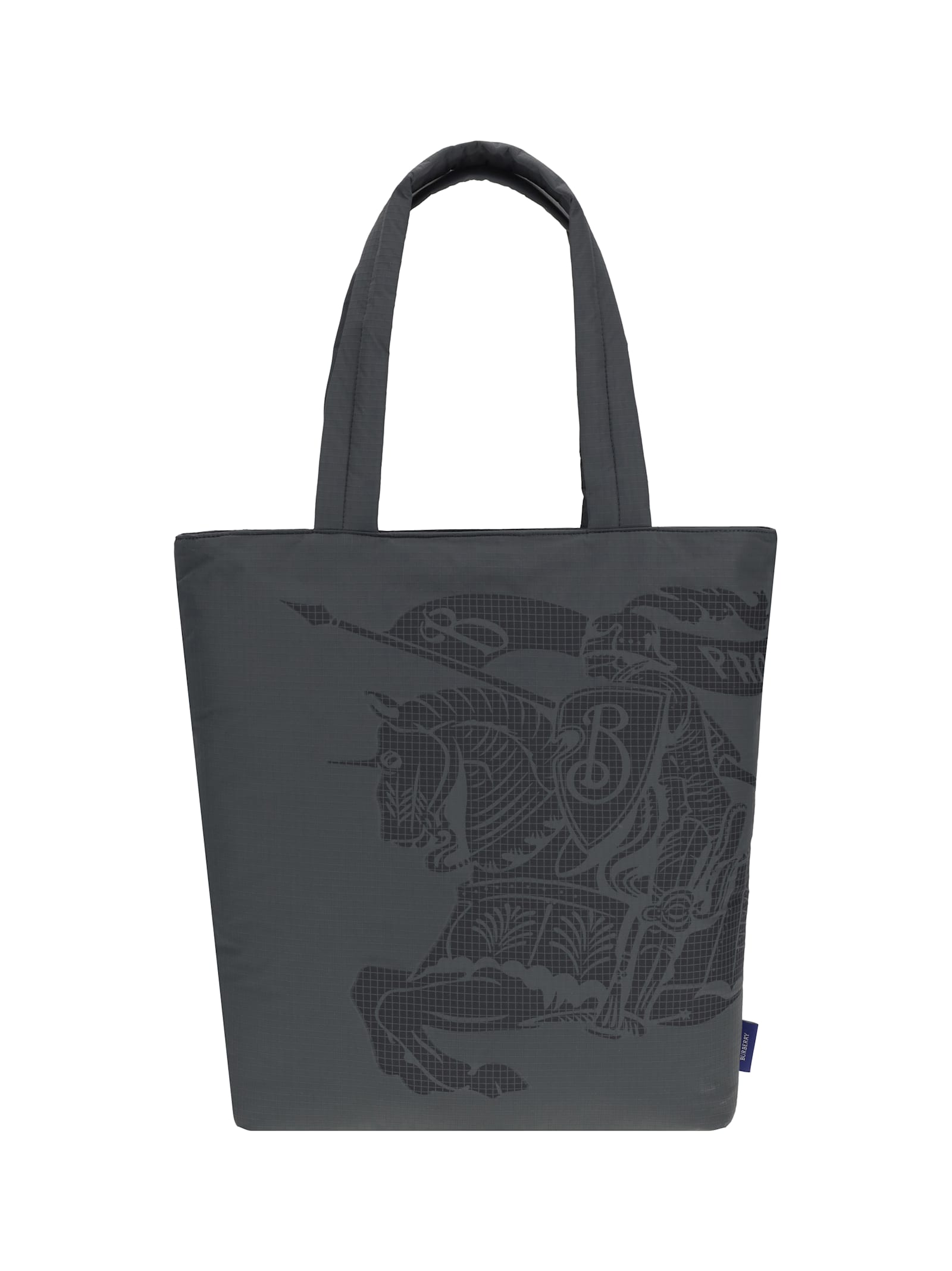 Burberry Charcoal Fabric Shopping Bag