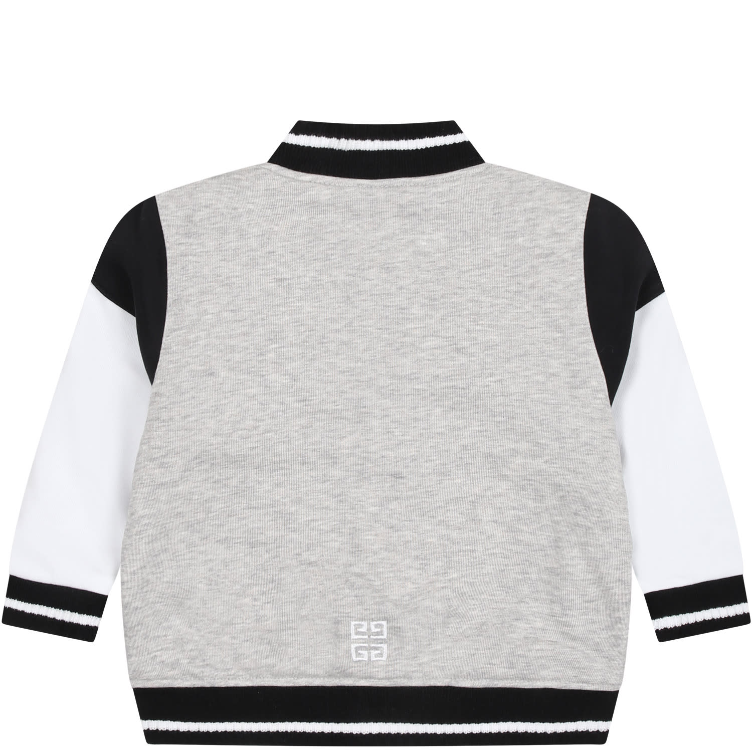Shop Givenchy Gray Bomber Jacket For Baby Boy With Logo In Grigio