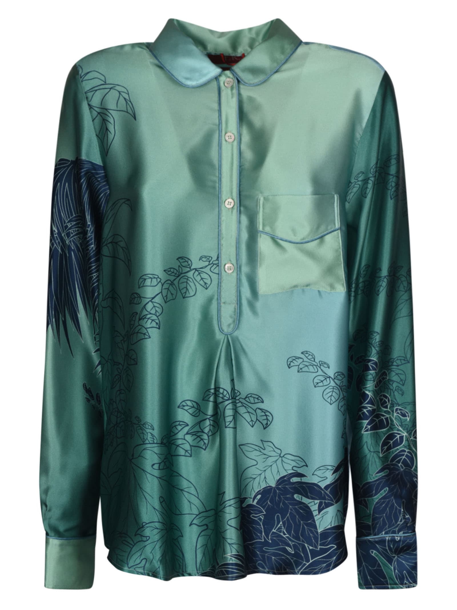 For Restless Sleepers Floral Print Buttoned Placket Silk Shirt