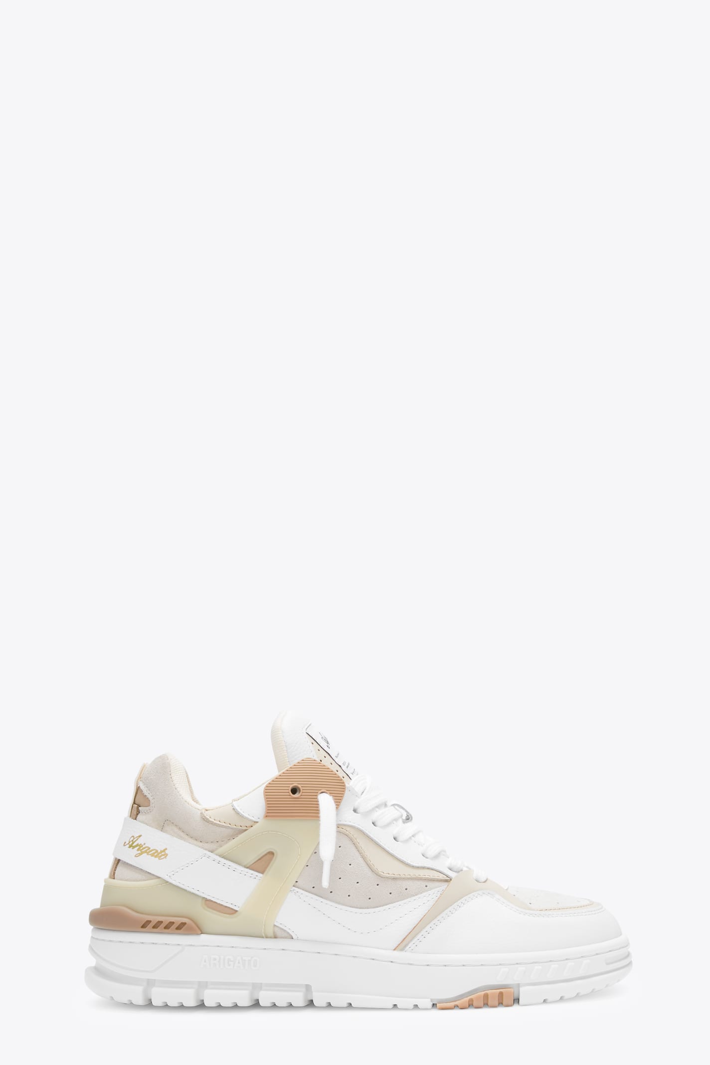 Shop Axel Arigato Astro Sneaker White And Beige Leather 90s Style Low Sneaker - Astro Sneaker In Bianco/beige
