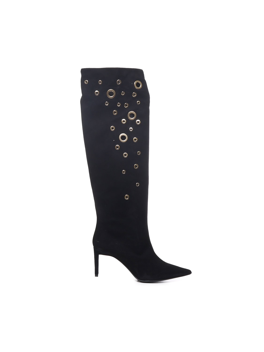 Embellished Holes Eco-suede Boots