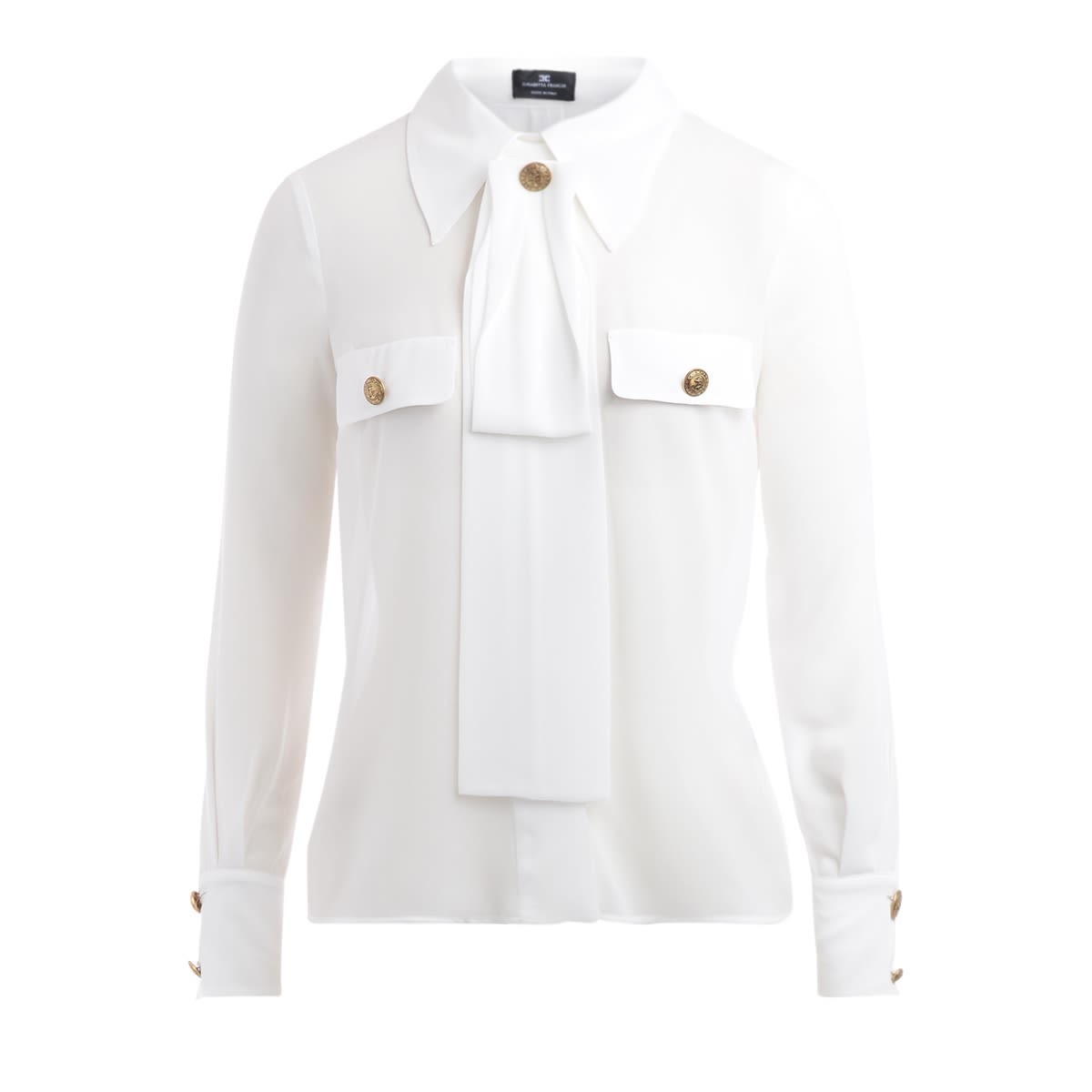 Elisabetta Franchi Celyn B. Shirt Elisabetta Franchi Ivory Collar With Bow In Bianco