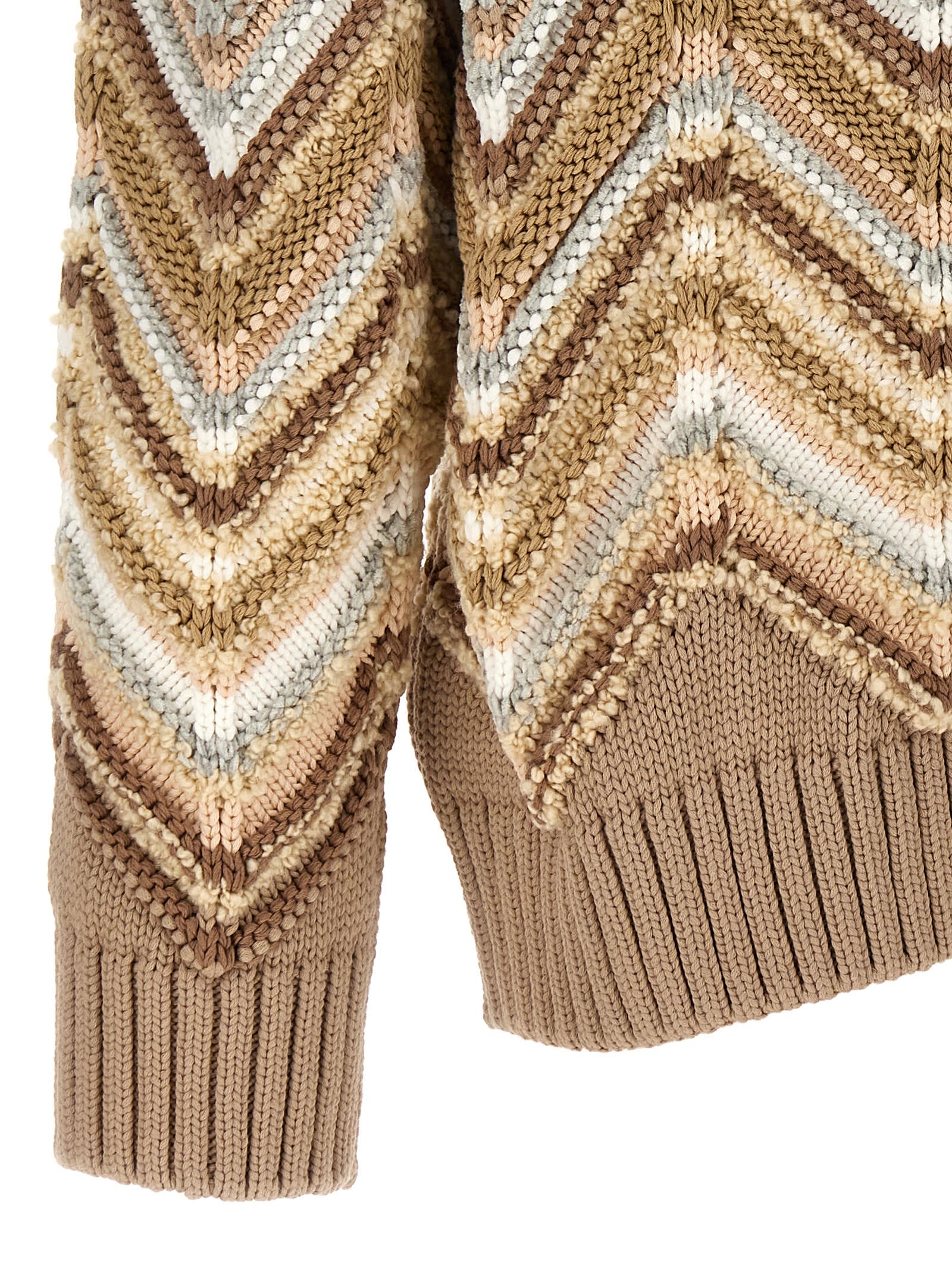 Shop Missoni Zig Zag Cardigan In Beige