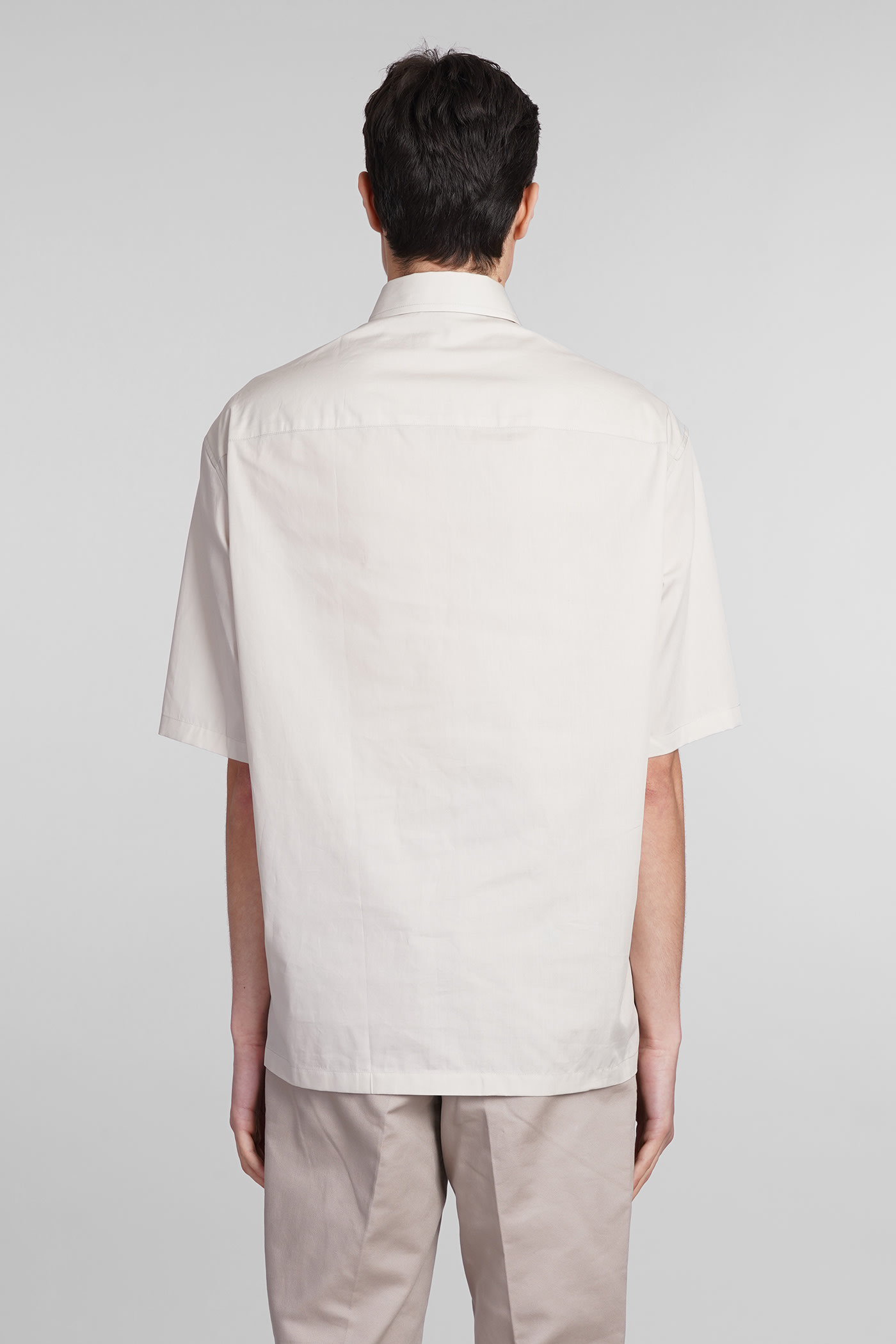 Shop Emporio Armani Shirt In Grey Cotton In Silver Cloud