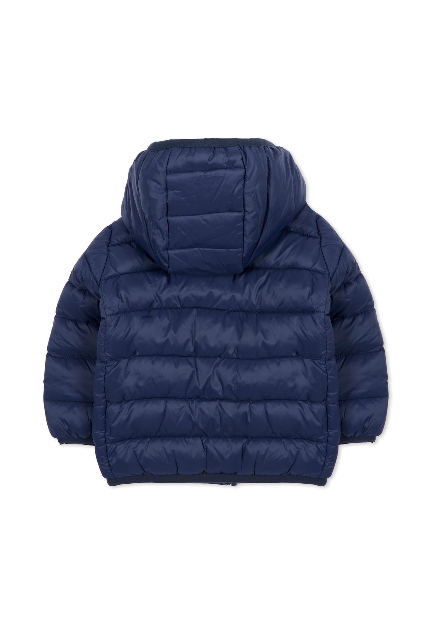 Save The Duck Blue Down Jacket For Baby Boy With Logo In Blue
