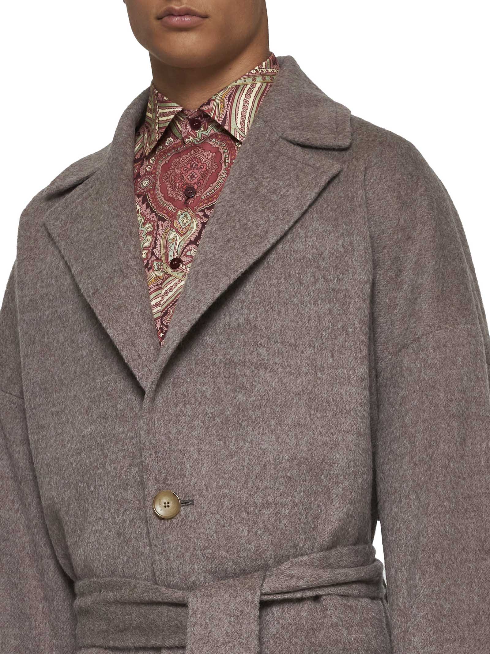 Shop Etro Coat In Dove Grey