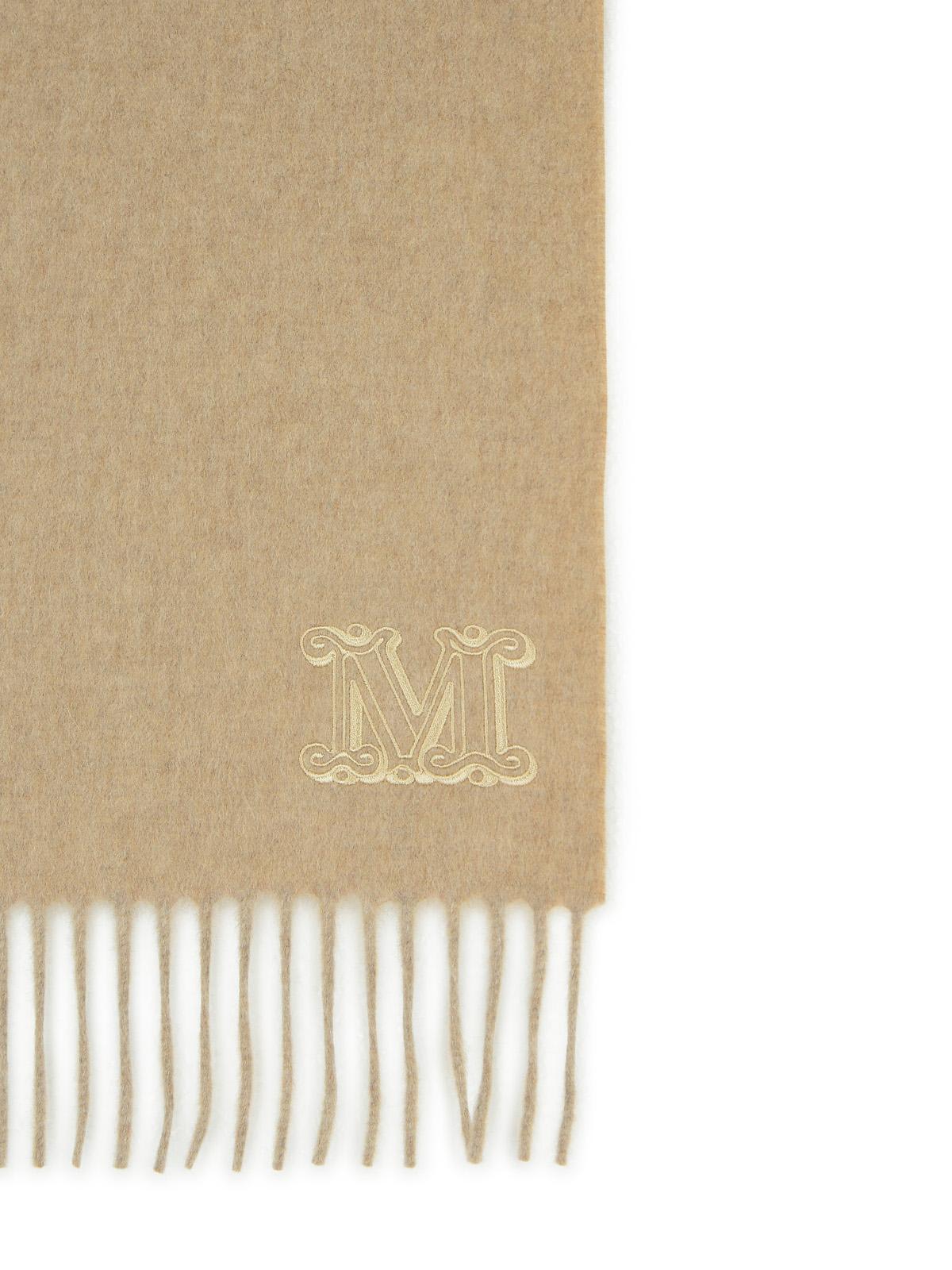 Max Mara Wsdalia Cashmere Stole With Beige Monogram Embroidery