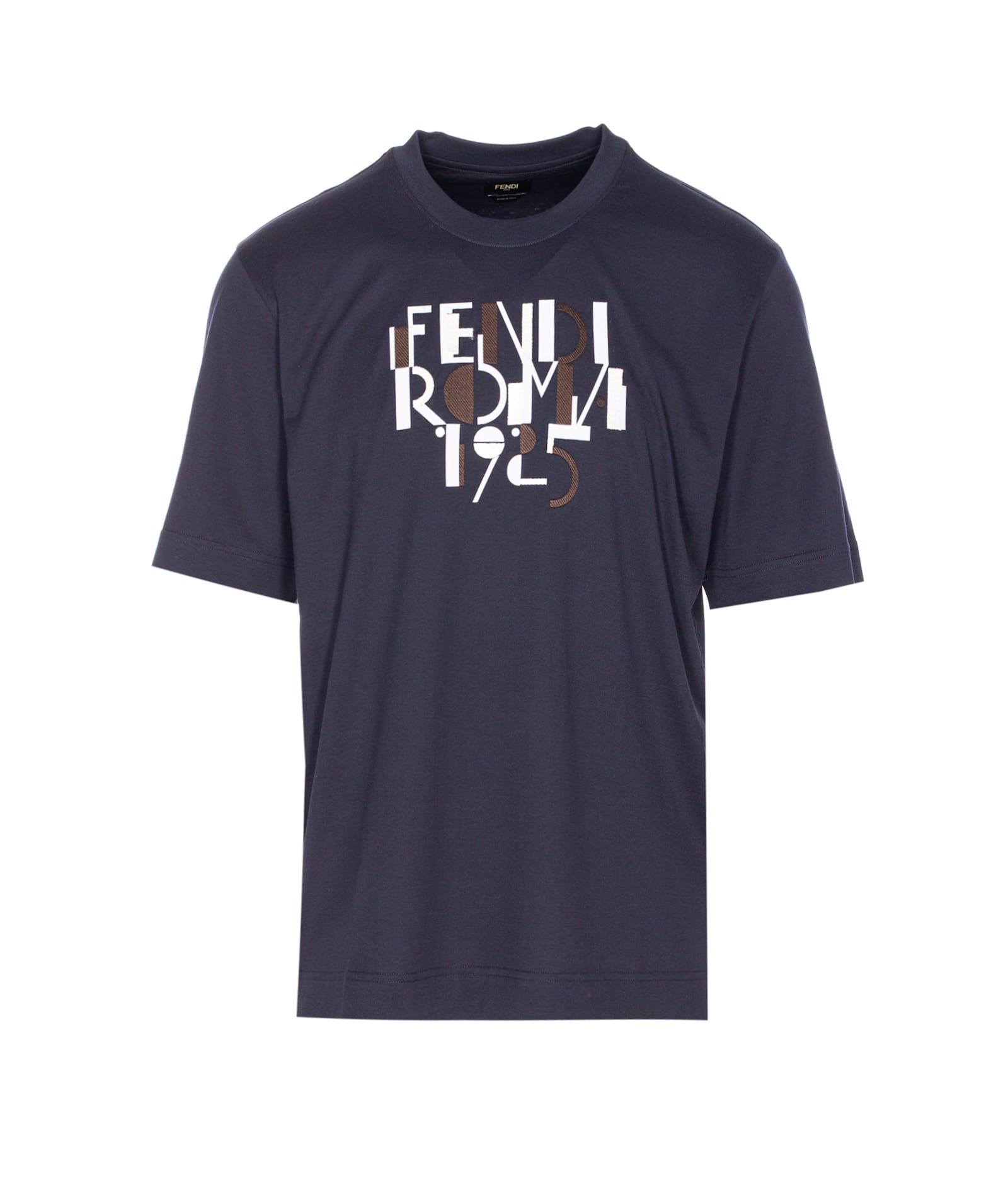 Fendi T-shirt Dark Blue Cotton T-shirt In Blue