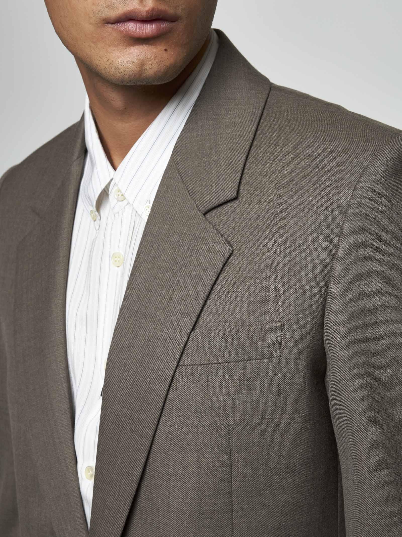 Saint Laurent Single-breasted Wool Blazer In Taupe Chine