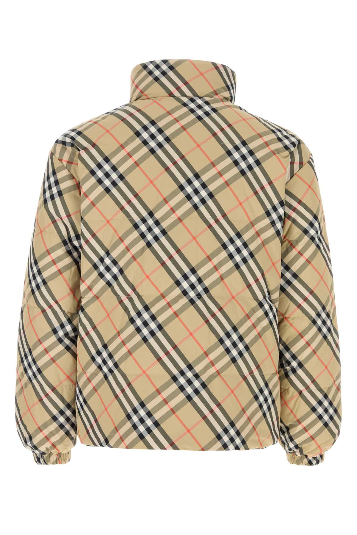 Burberry Beige Reversible Down Jacket With Hood And All-over Check Motif In Tech Fabric Man In Sandipcheck