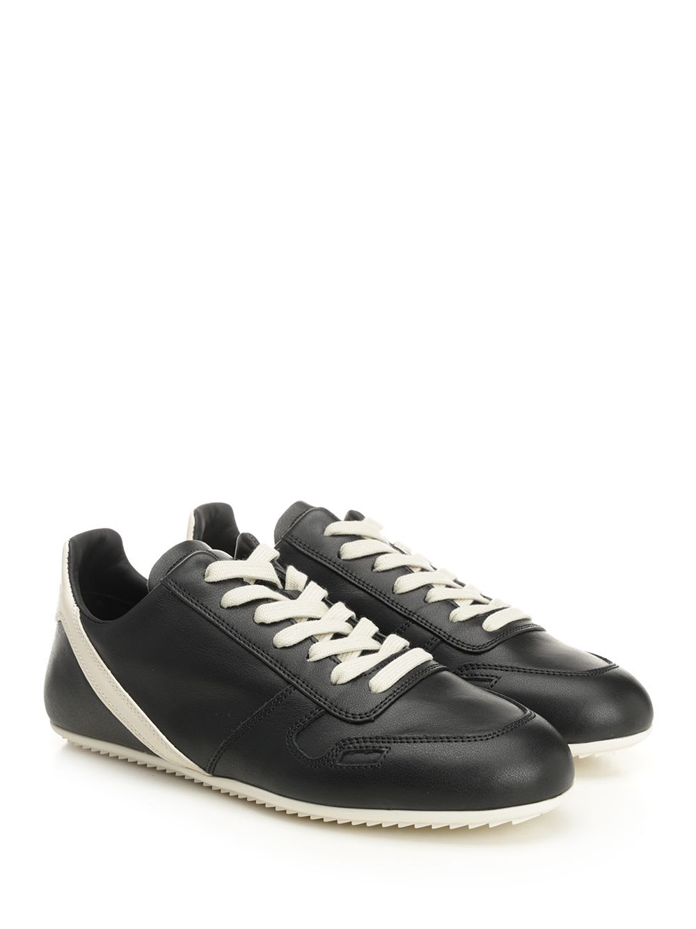 Rick Owens Black Low-top Sneakers With Suede Inserts In Leather Woman In Black