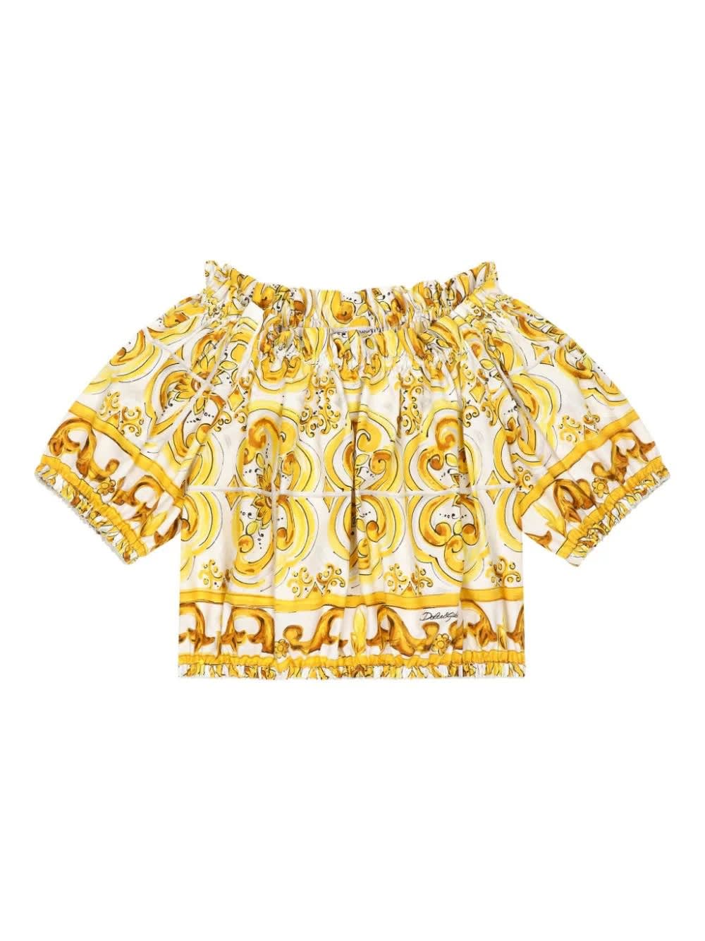 Shop Dolce & Gabbana Blouse With Print In Yellow