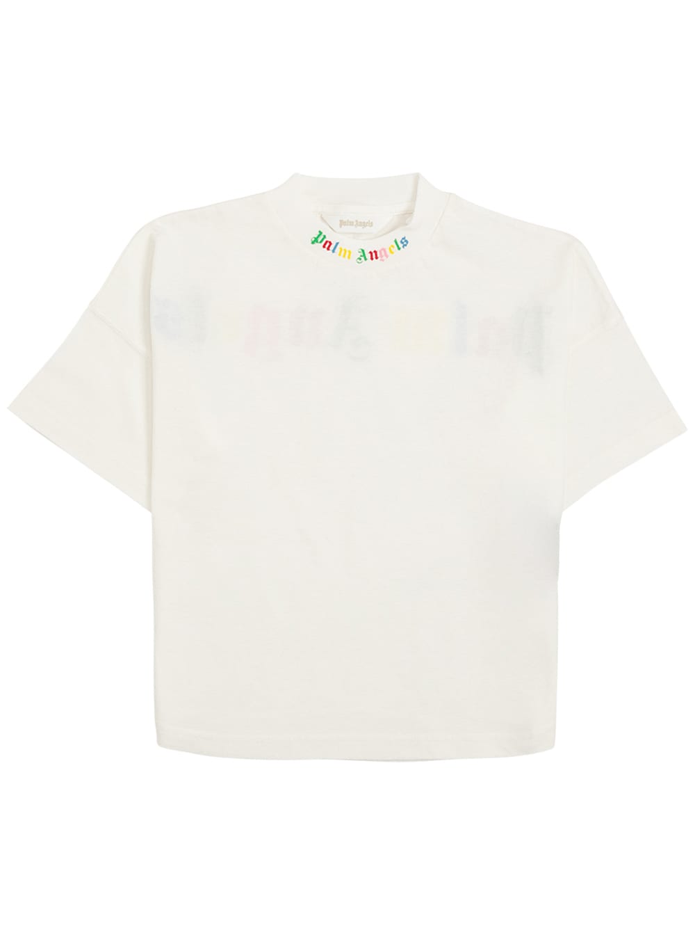 Palm Angels White Cotton T-shirt With Classic Logo Print