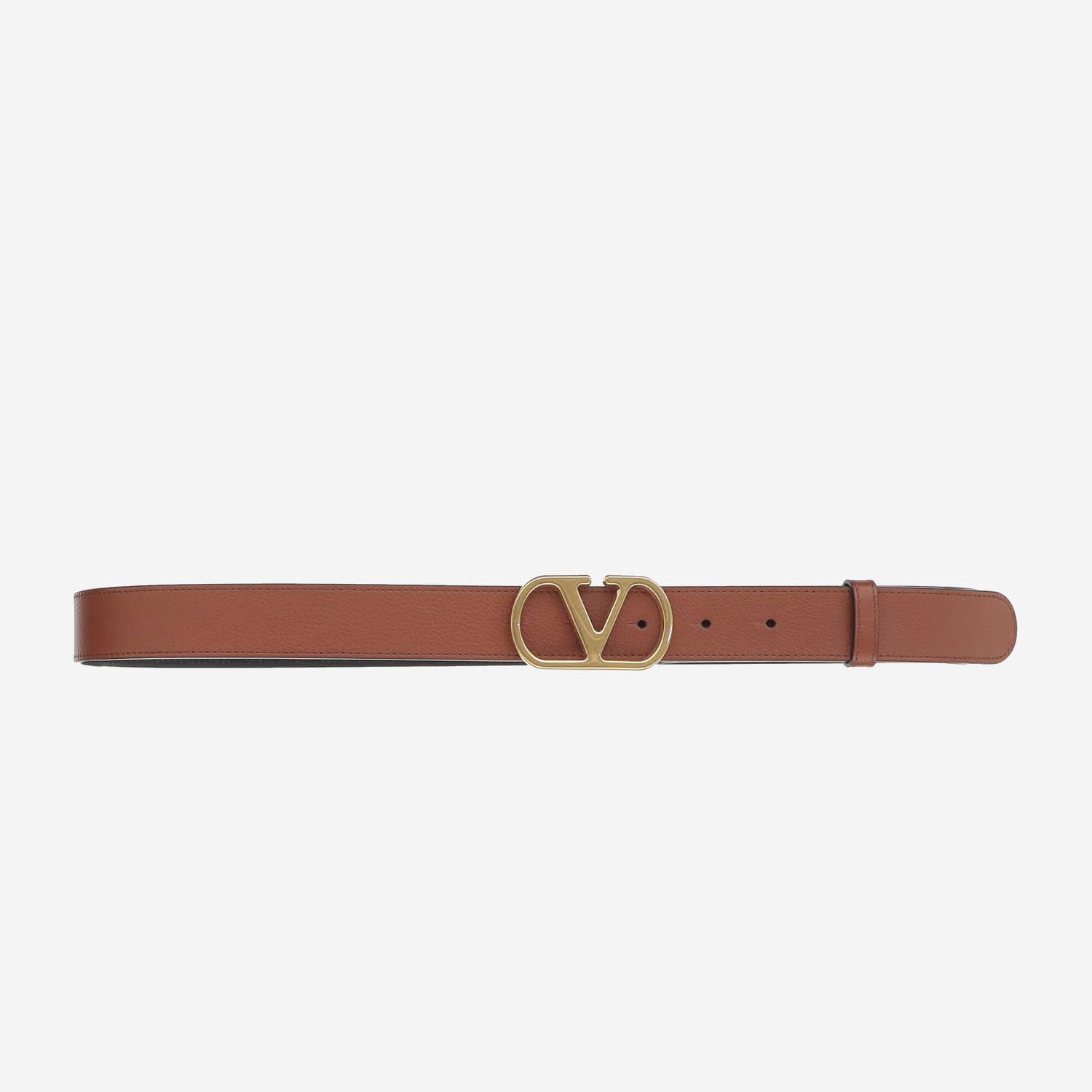 ベルト VALENTINO CARAMEL LEATHER VLOGO BELT Reversible Vlogo Signature Belt In Glossy Calfskin 40 Mm for