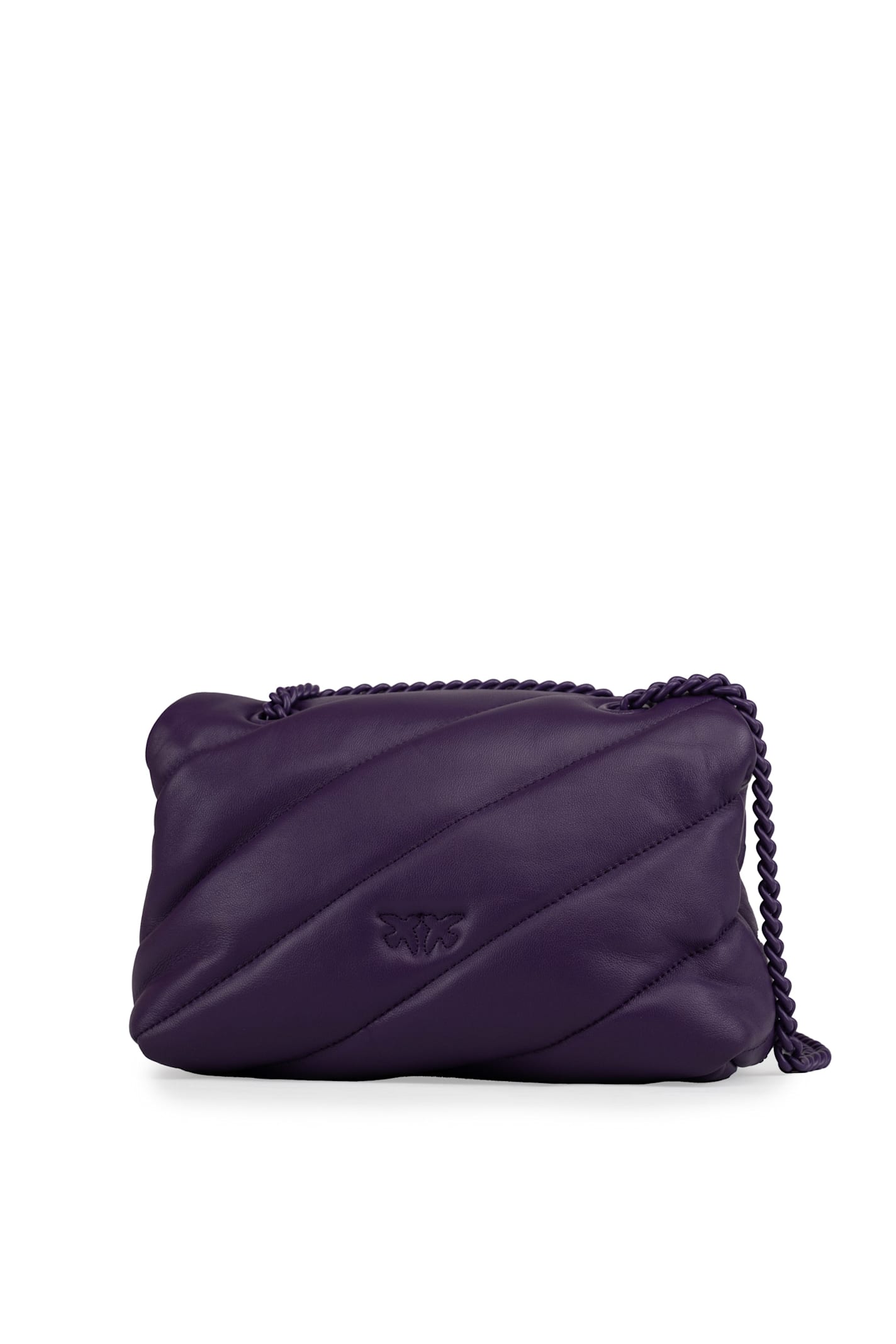 Shop Pinko Mini Love Puff Bag In Color Block Nappa In Plum-block Color