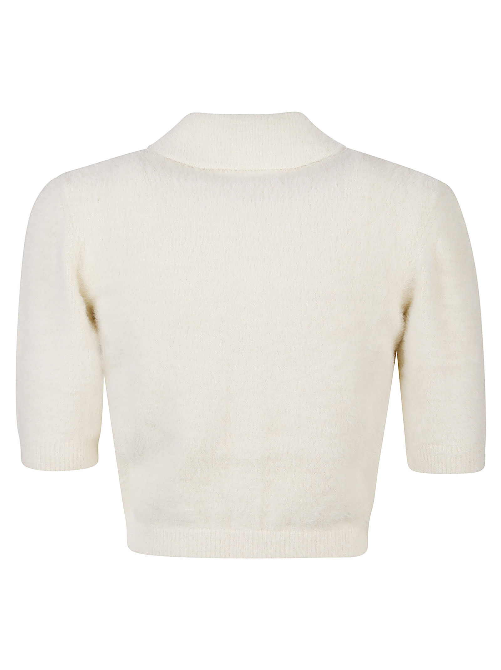Elisabetta Franchi Short Sleeve Tricot Mini Cardigan In White