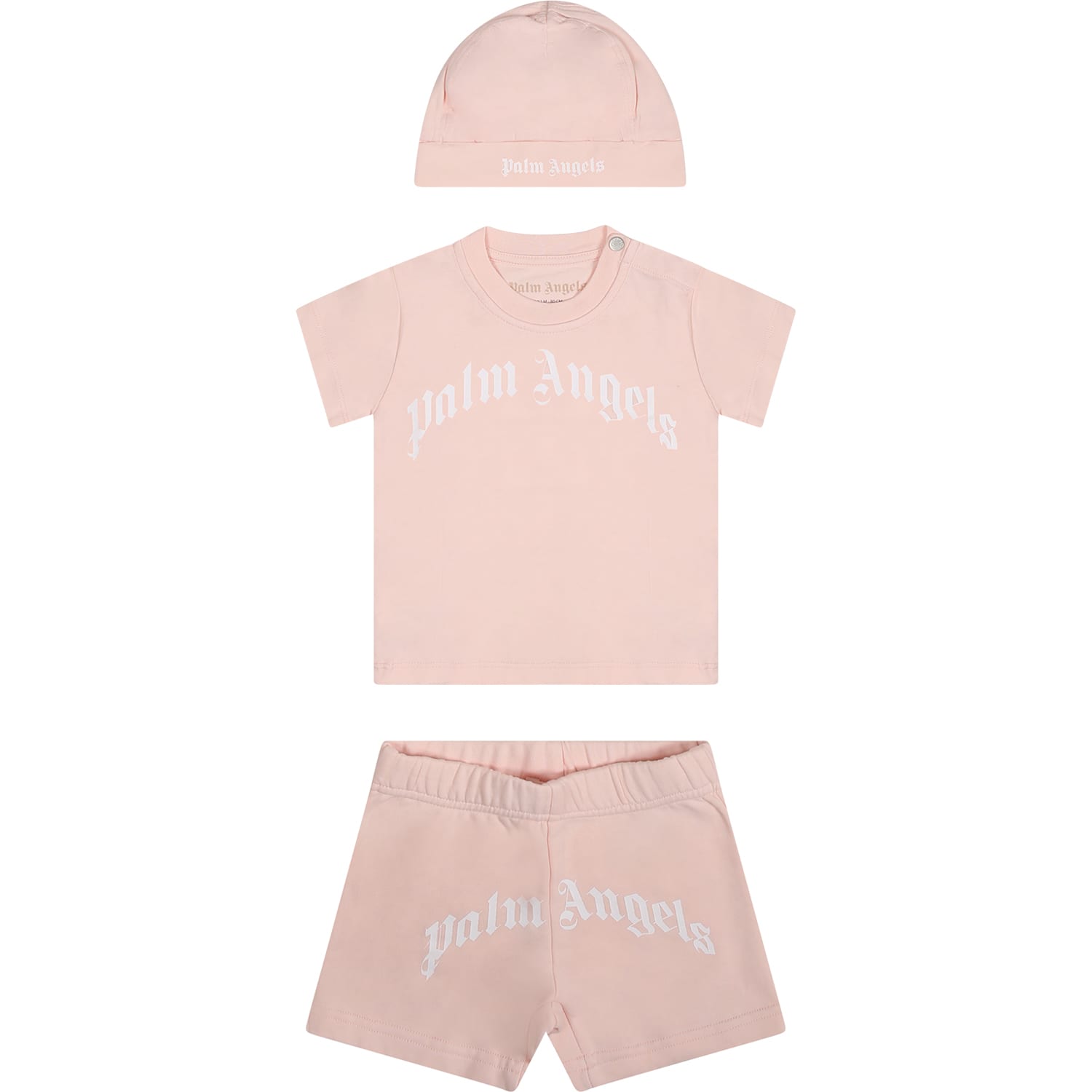 Palm Angels Pink Suit For Baby Girl With Logo