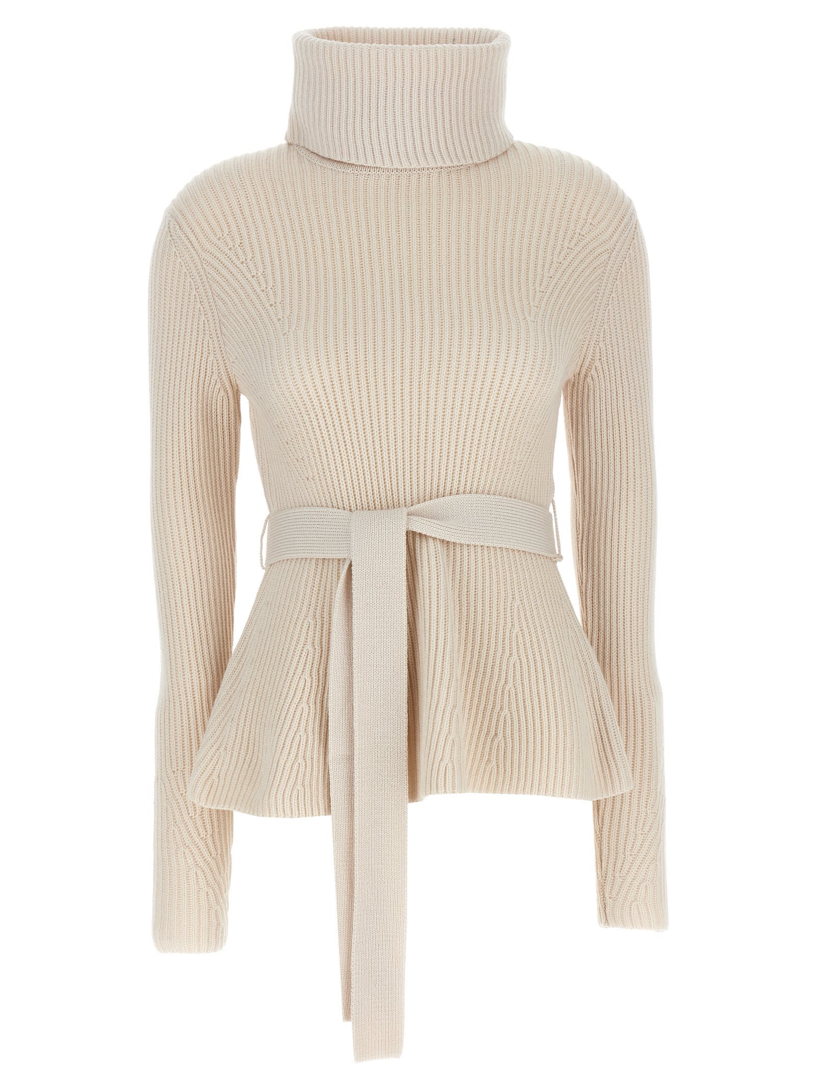 Shop Zimmermann Illustration Peplum Sweater In Beige