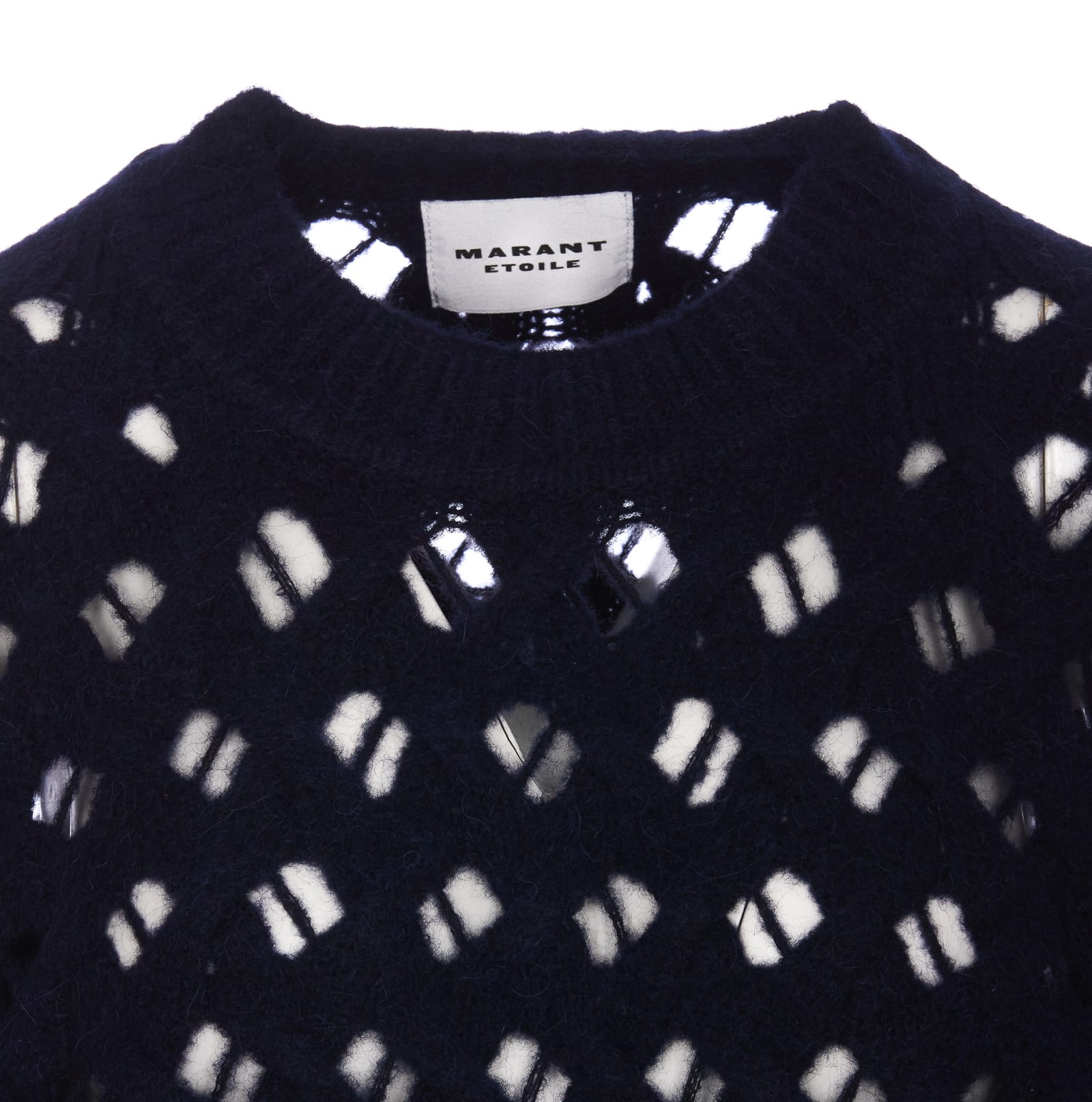 Isabel Marant Étoile Aurelia Blue Crewneck Swerater In Perforated Wool Blend In Blue
