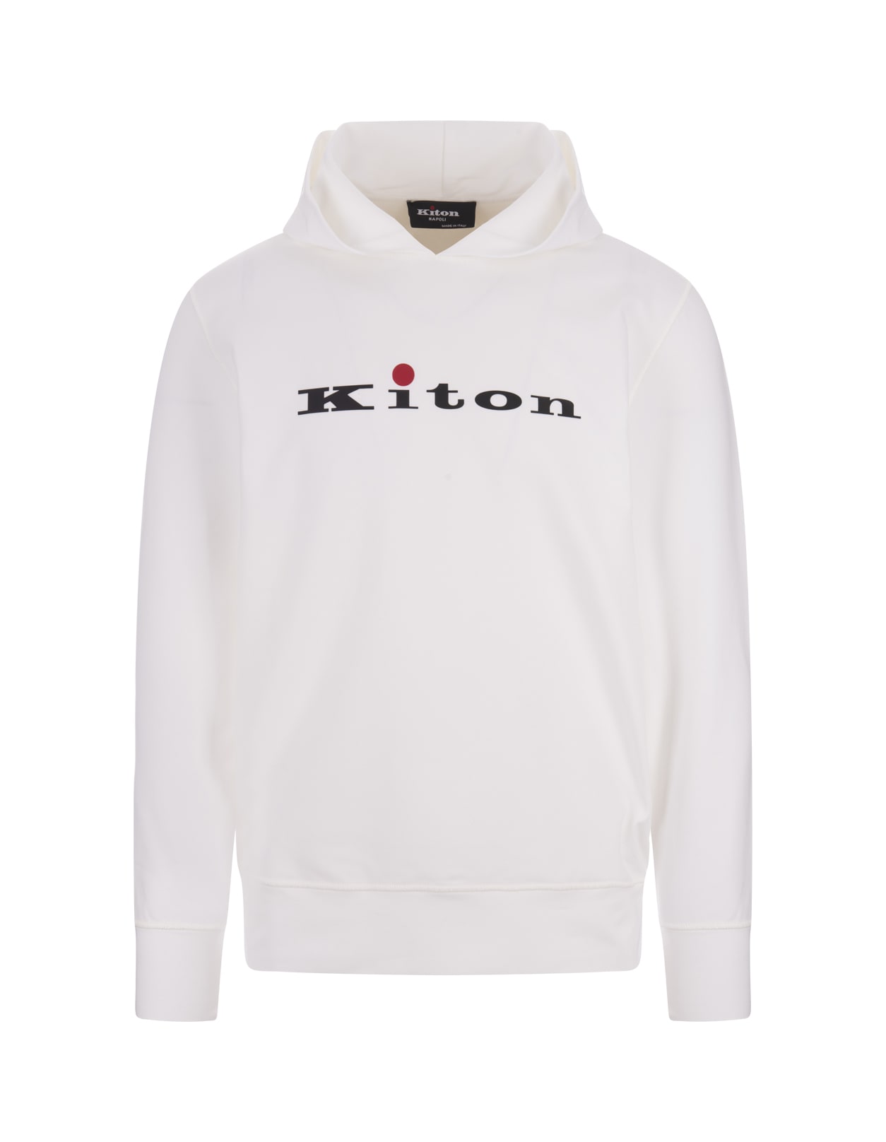 Shop Kiton White Hoodie With Logo