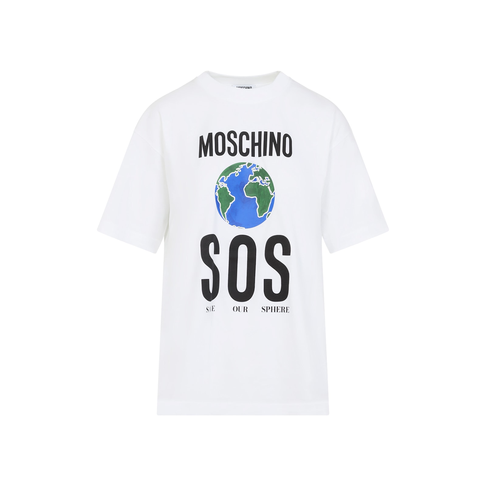 Moschino Graphic Print Crew Neck Short Sleeves Top In White