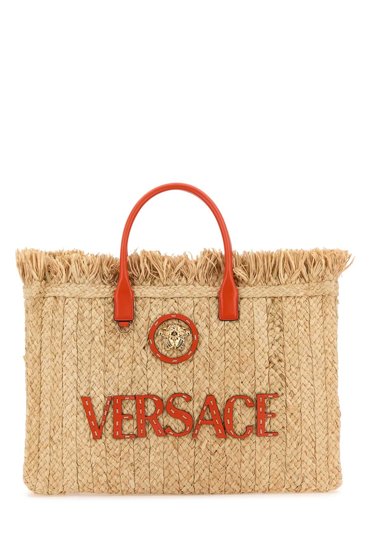 Shop Versace Raffia La Medusa Shopping Bag In 2kk7v