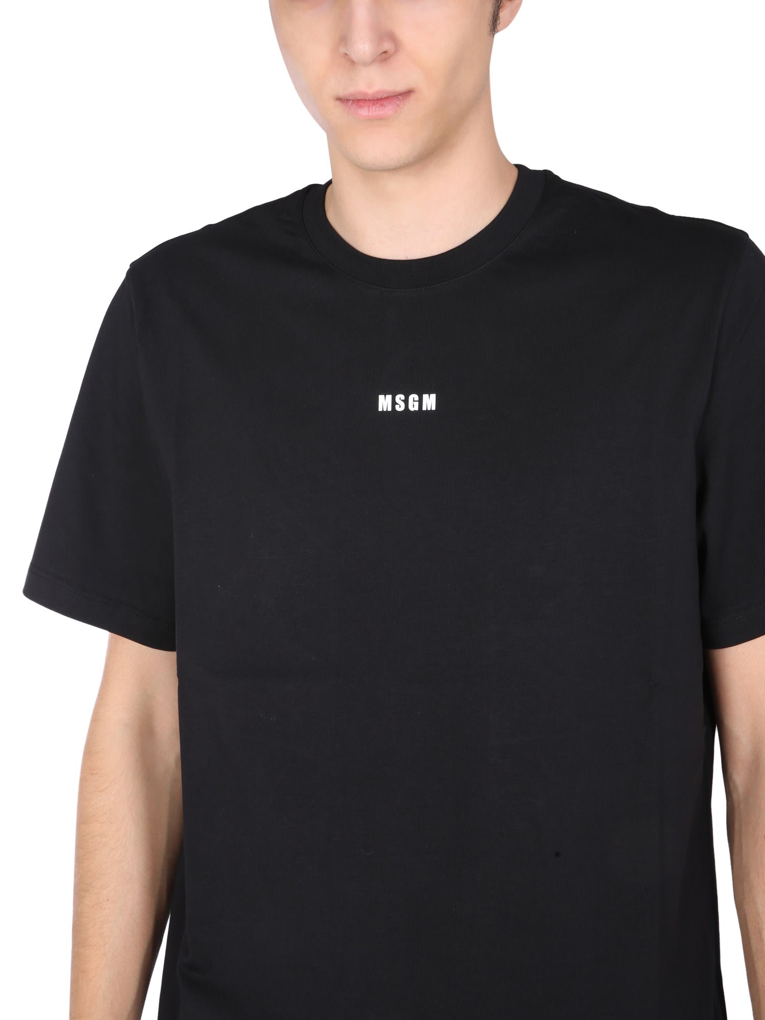 Shop Msgm T-shirt With Lettering Logo Print In C