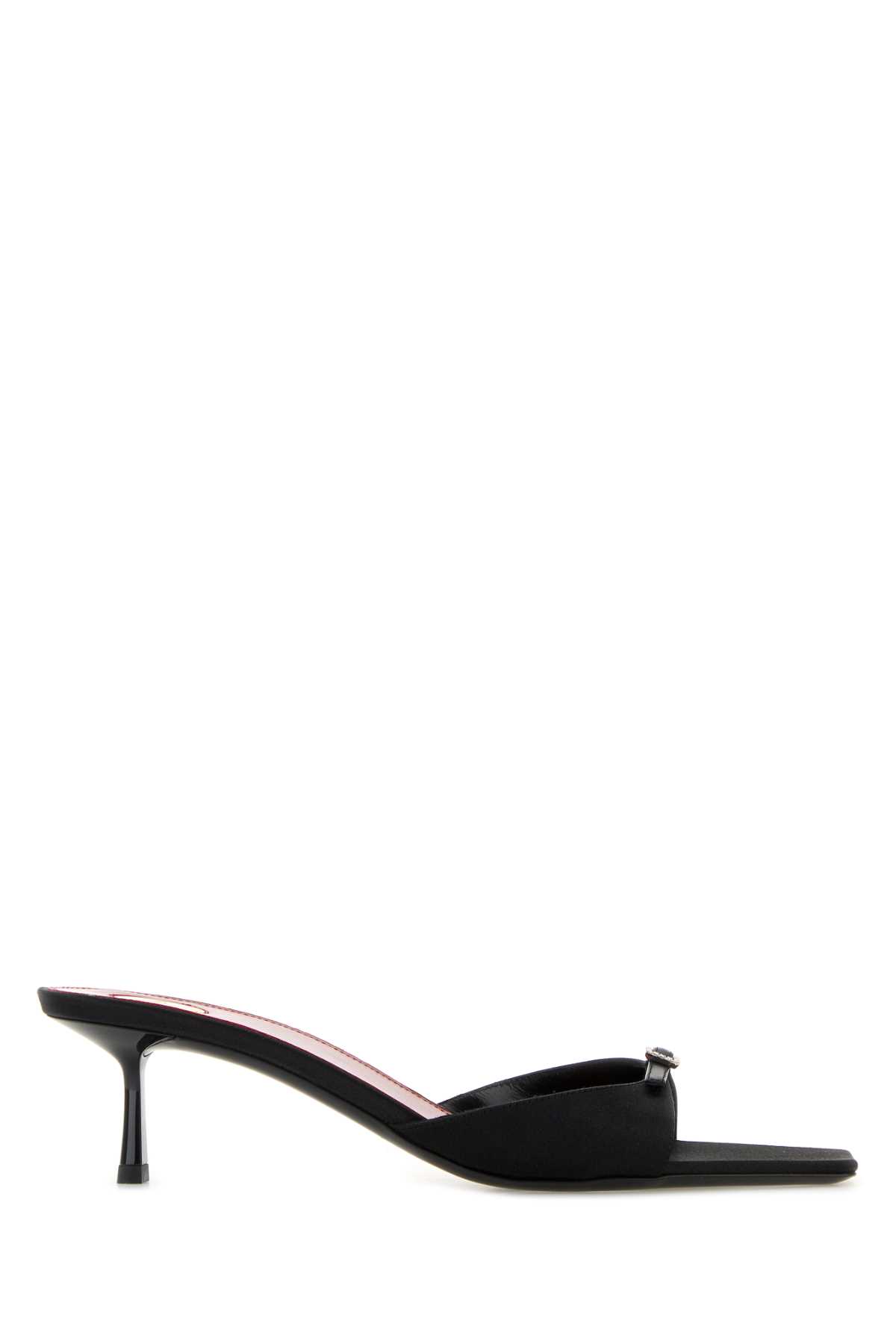 Saint Laurent Black Satin Daisy Mules