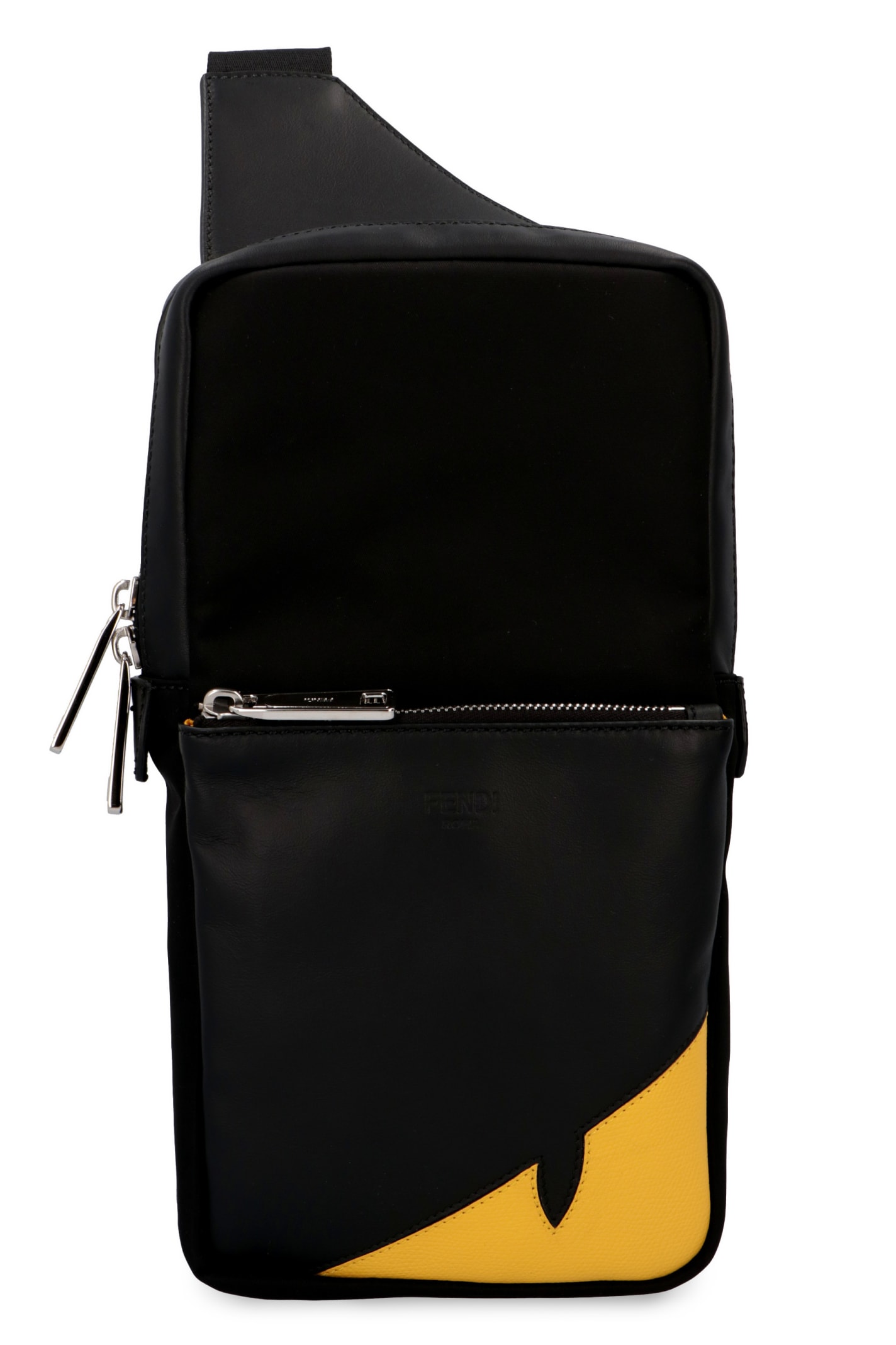 Fendi Nylon And Leather One-shoulder Backpack In Black